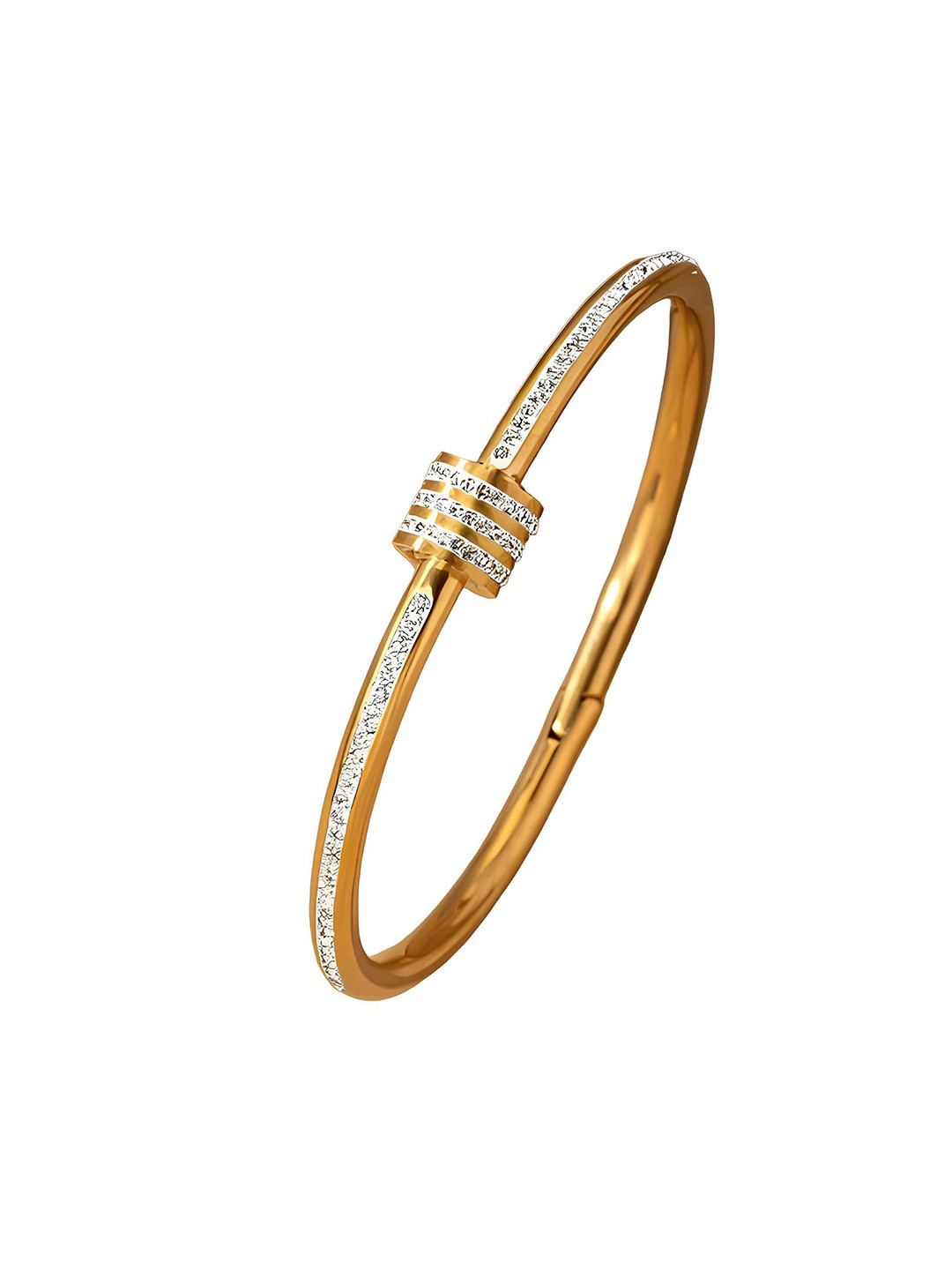 KARISHMA KREATIONS Unisex Cubic Zirconia Gold-Plated Kada Bracelet