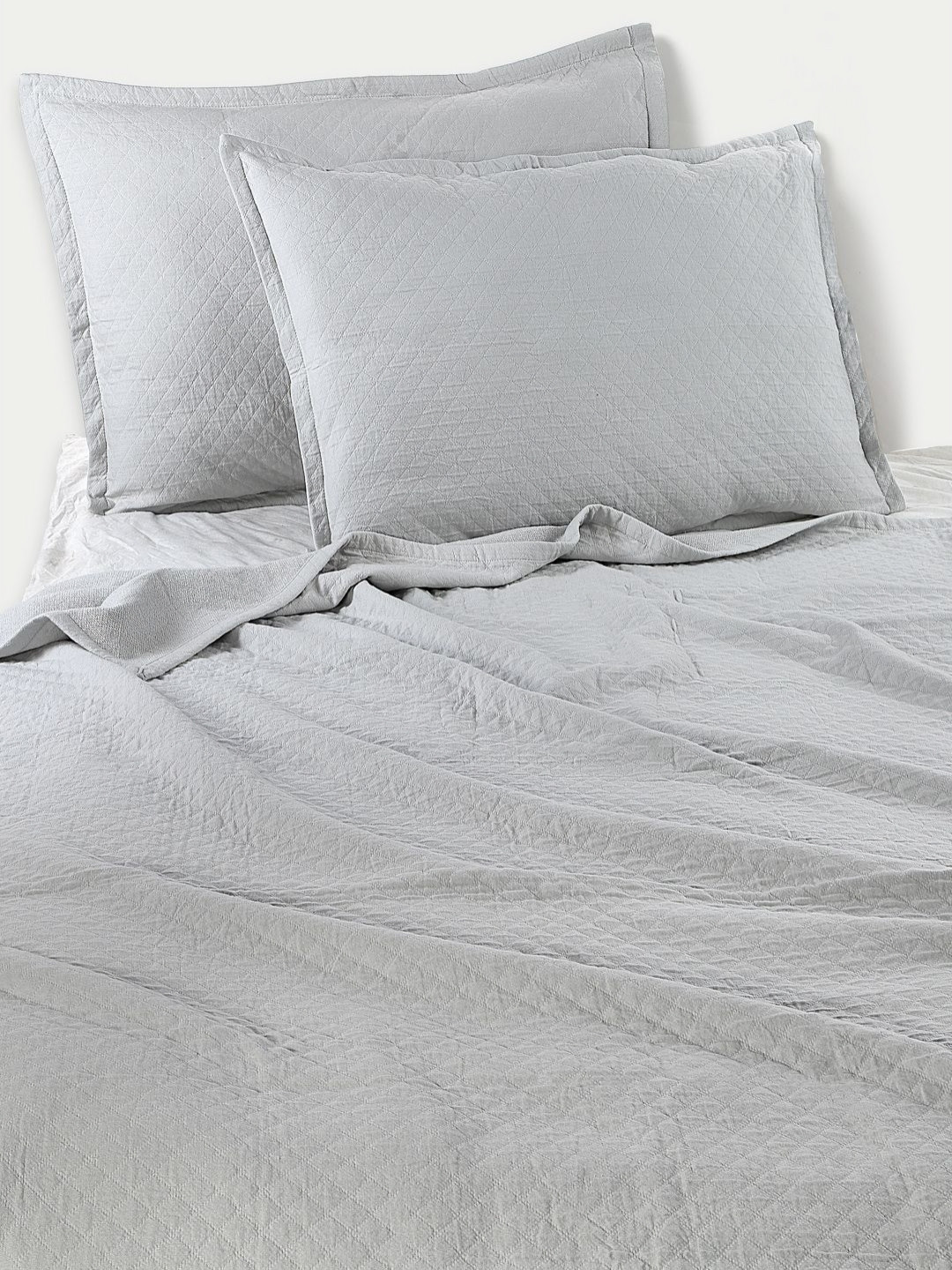 DESIGN GAATHA Grey Geometric Double King Bed Cover With 2 Pillow Covers