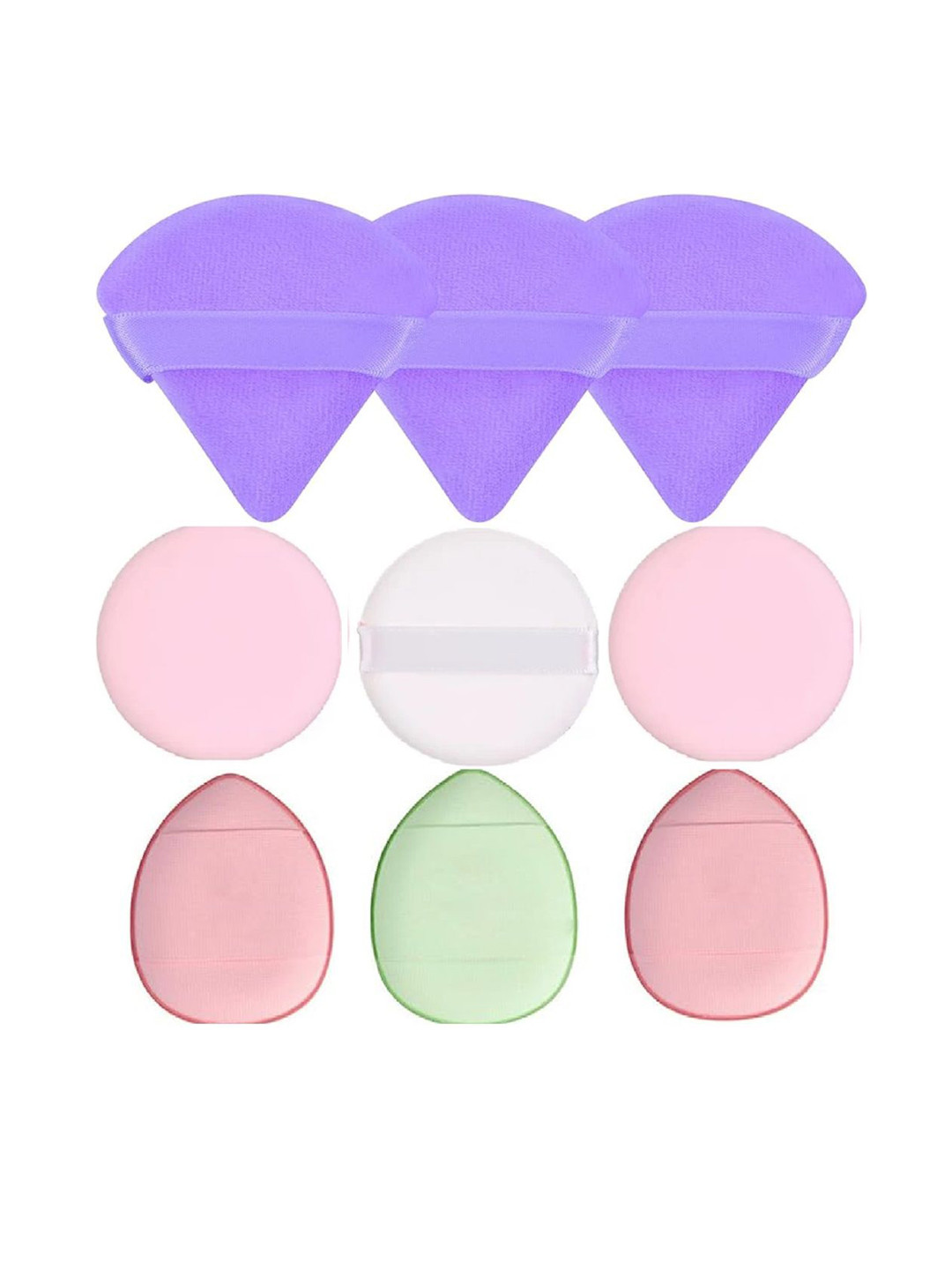 Facejewel Set Of 9 Finger Sponge, Round Puff & Triangle Puff