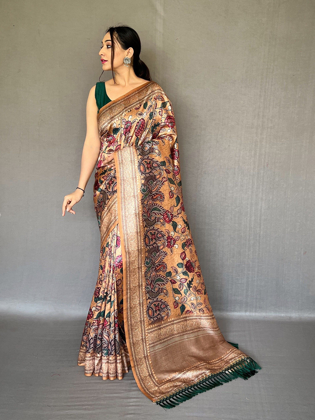 RV CREATION Kalamkari Tussar Saree