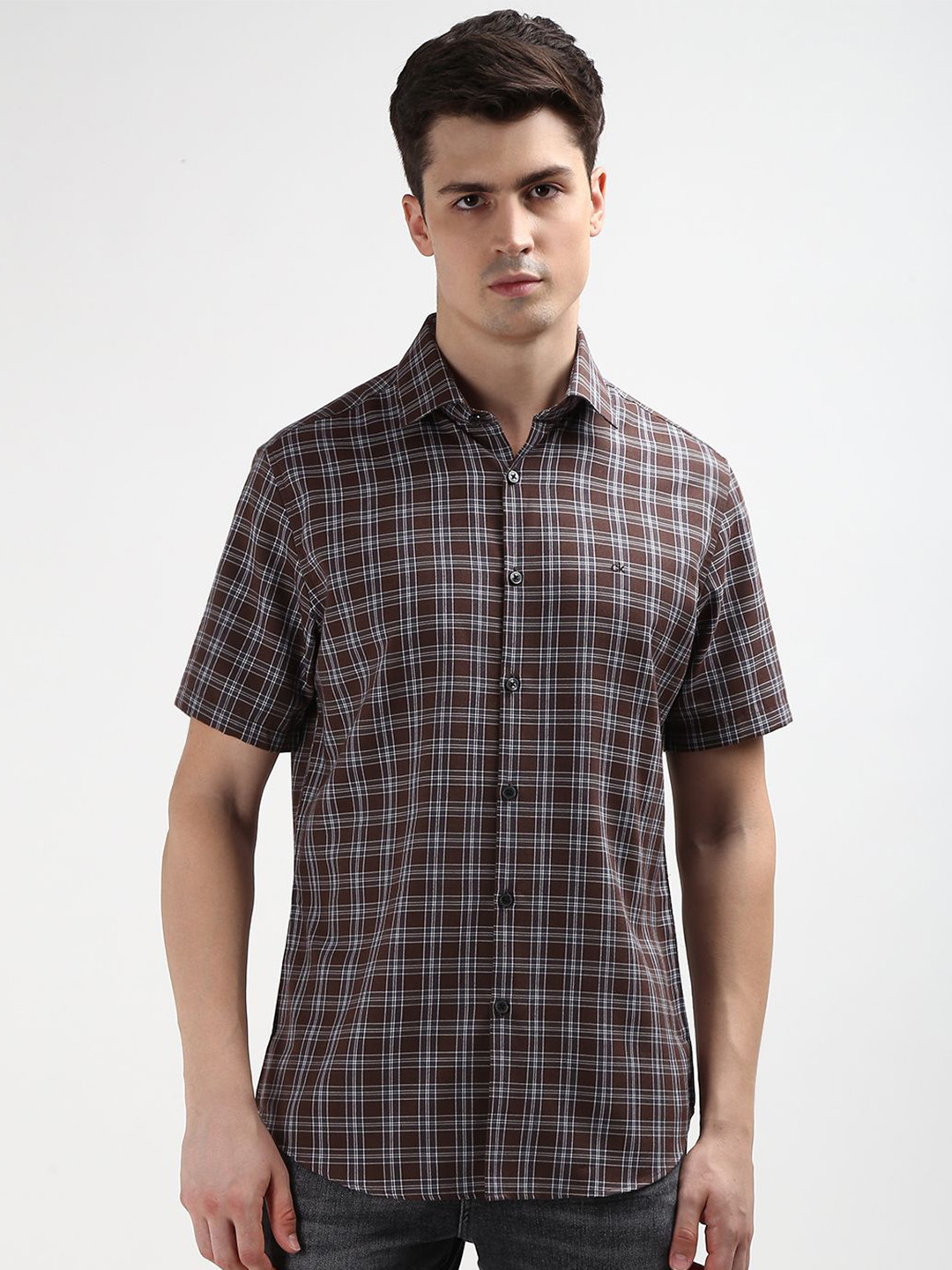 Calvin Klein Men Tartan Checks Casual  Slim Fit Shirt