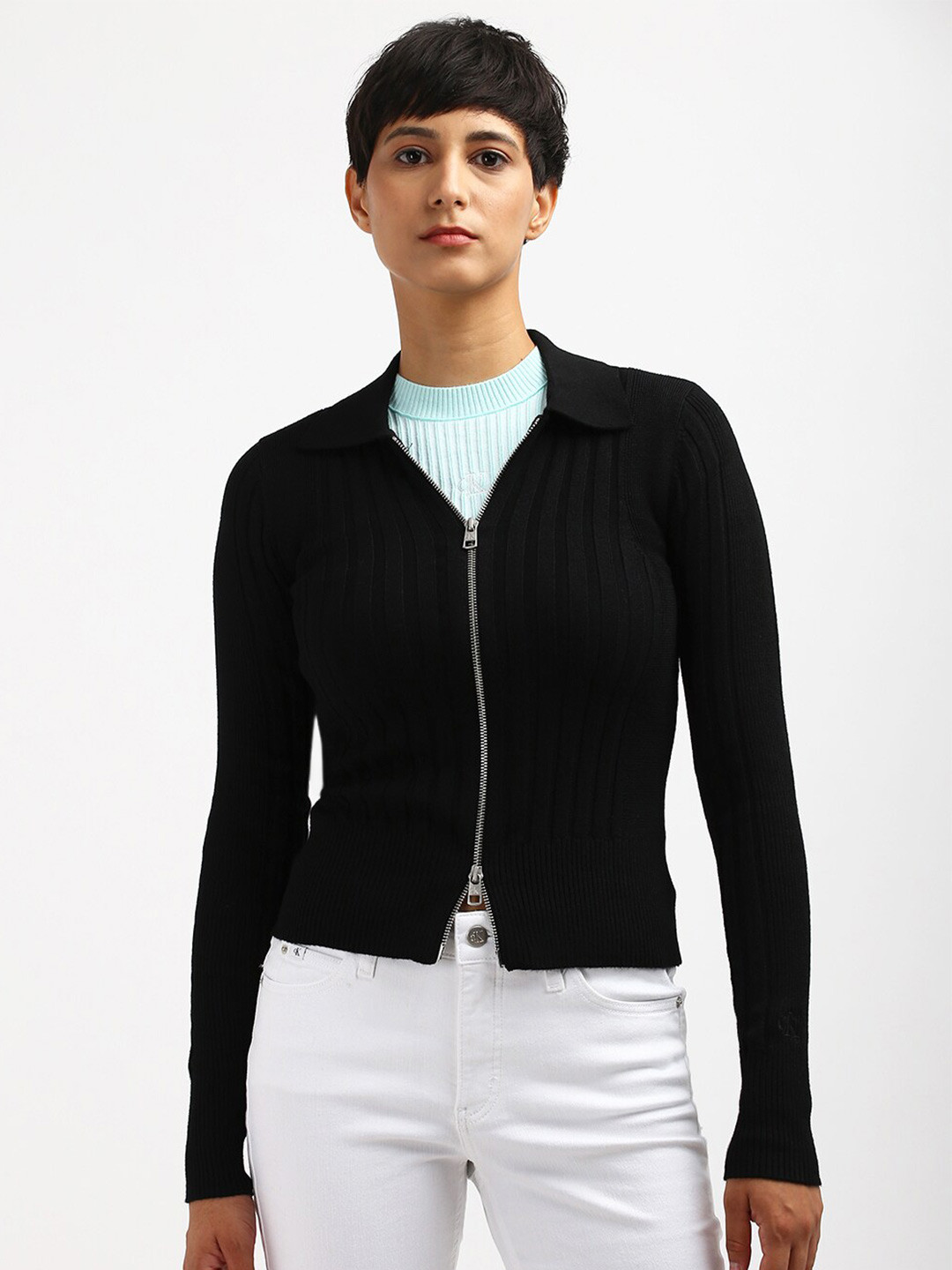 Calvin Klein Women Ribbed Crop Cardigan