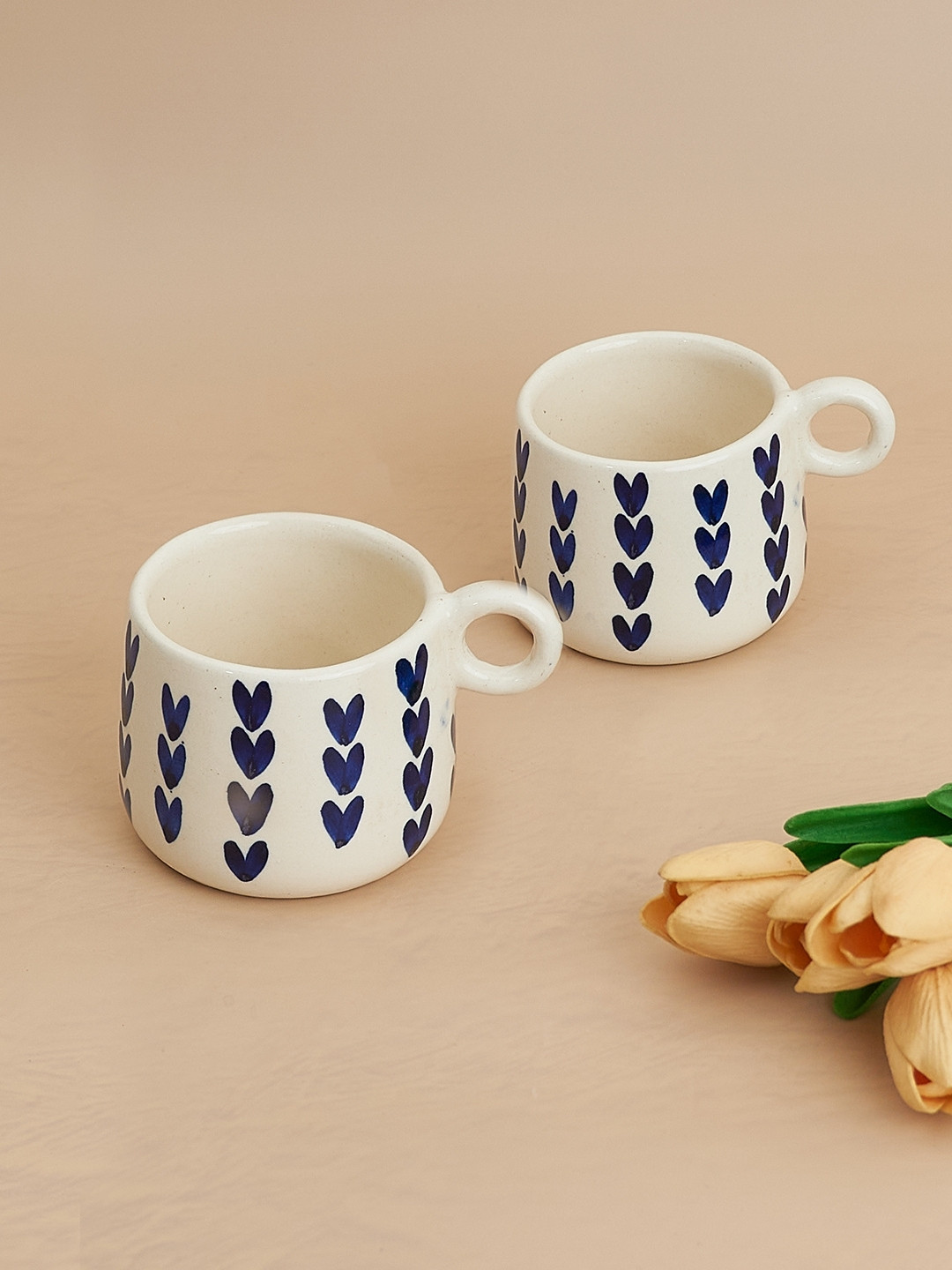 NURTURE INDIA Blue Conversational Ceramic Handcrafted 2 Piece Mugs-300ml
