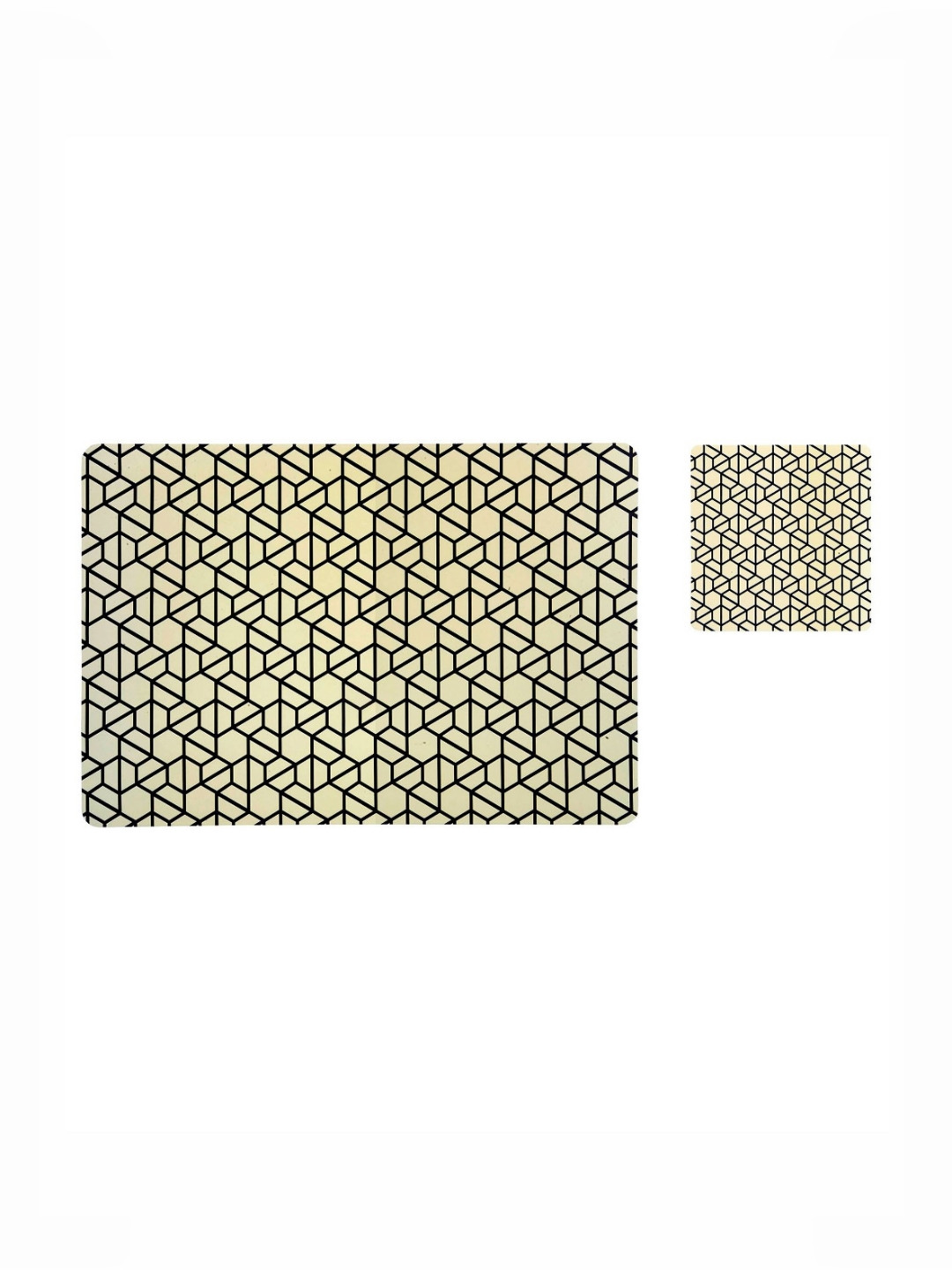 OBSESSIONS Black & Beige 12 Pieces Rectangular Table Placemats With Coasters