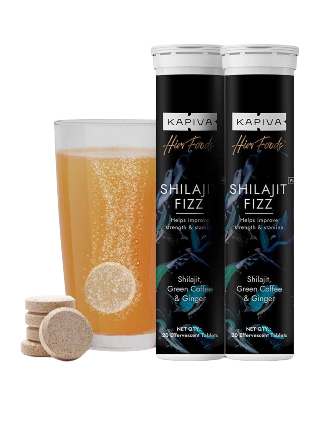 Kapiva Him Foods Set Of 2 Shilajit Fizz Tablets To Improve Strength & Stamina - 20Pcs Each