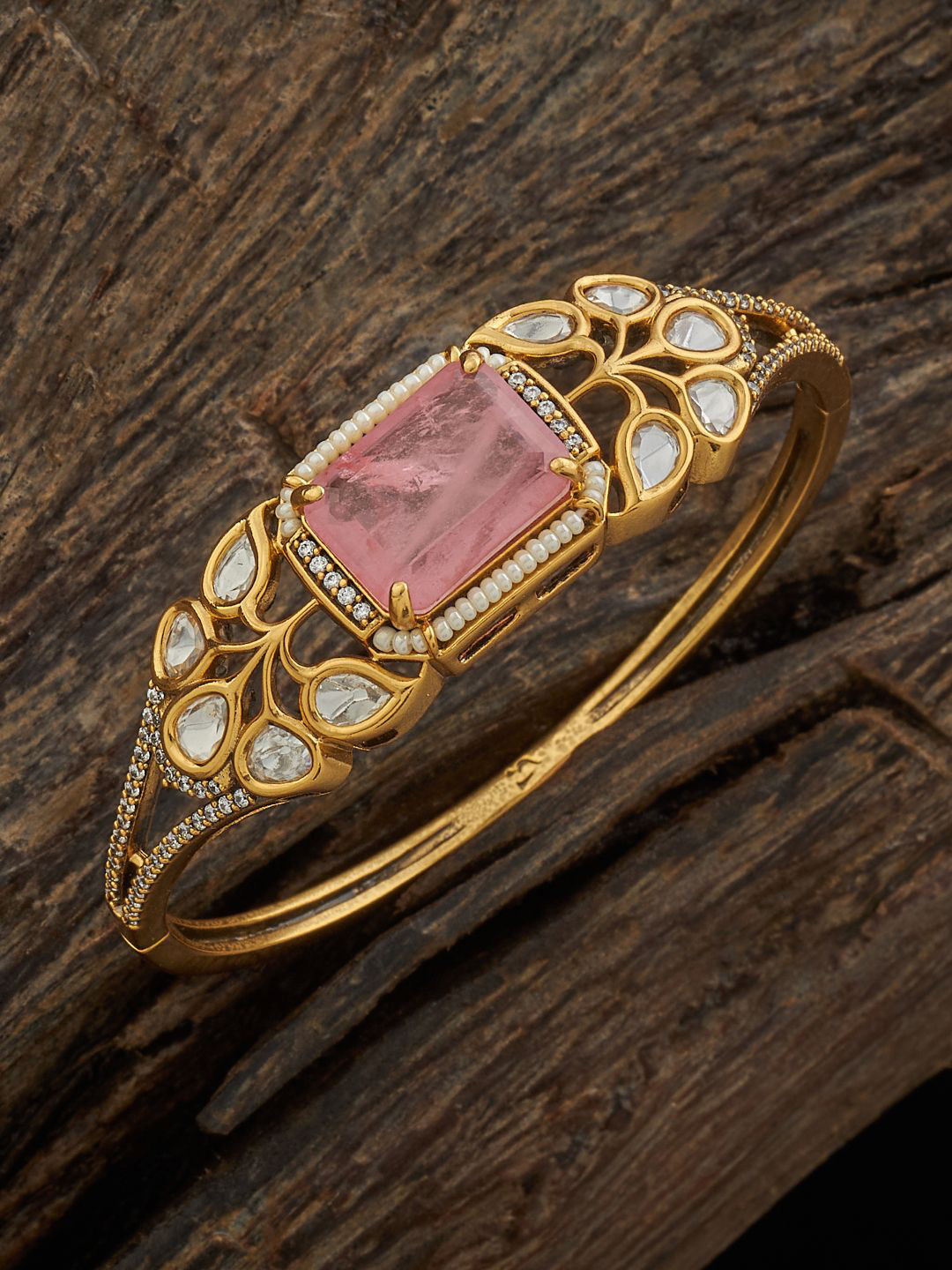 Kushal's Fashion Jewellery Embellished Bridal   Kundan Kada Bracelet