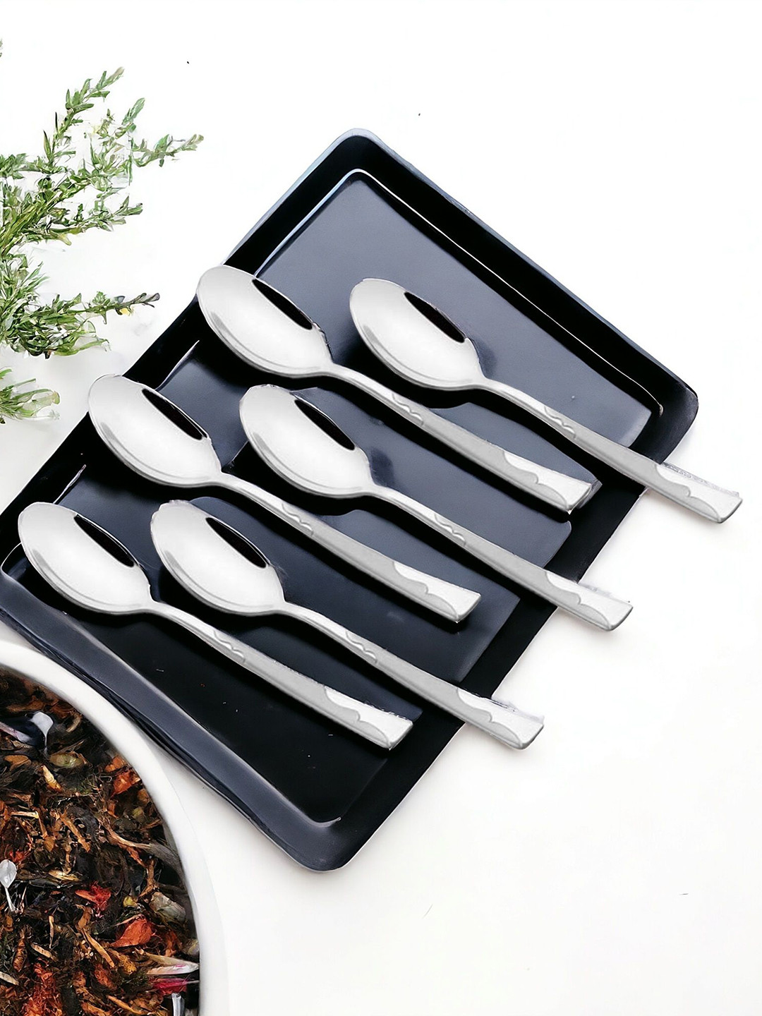 FNS Silver Toned 12 Pieces Stainless Steel Baby Spoon Set