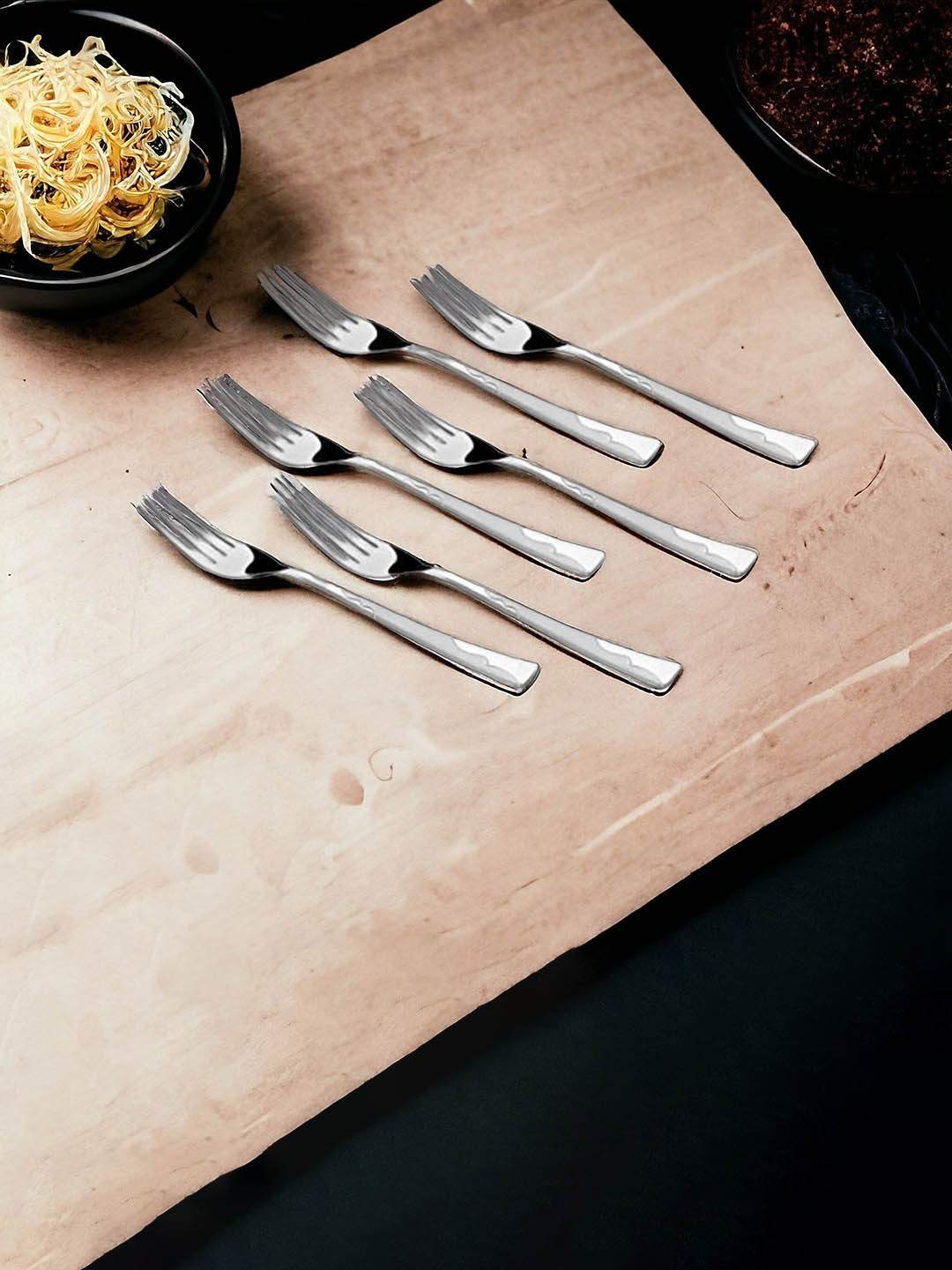 FNS Silver Toned 12 Pieces Stainless Steel Dessert Fork Set