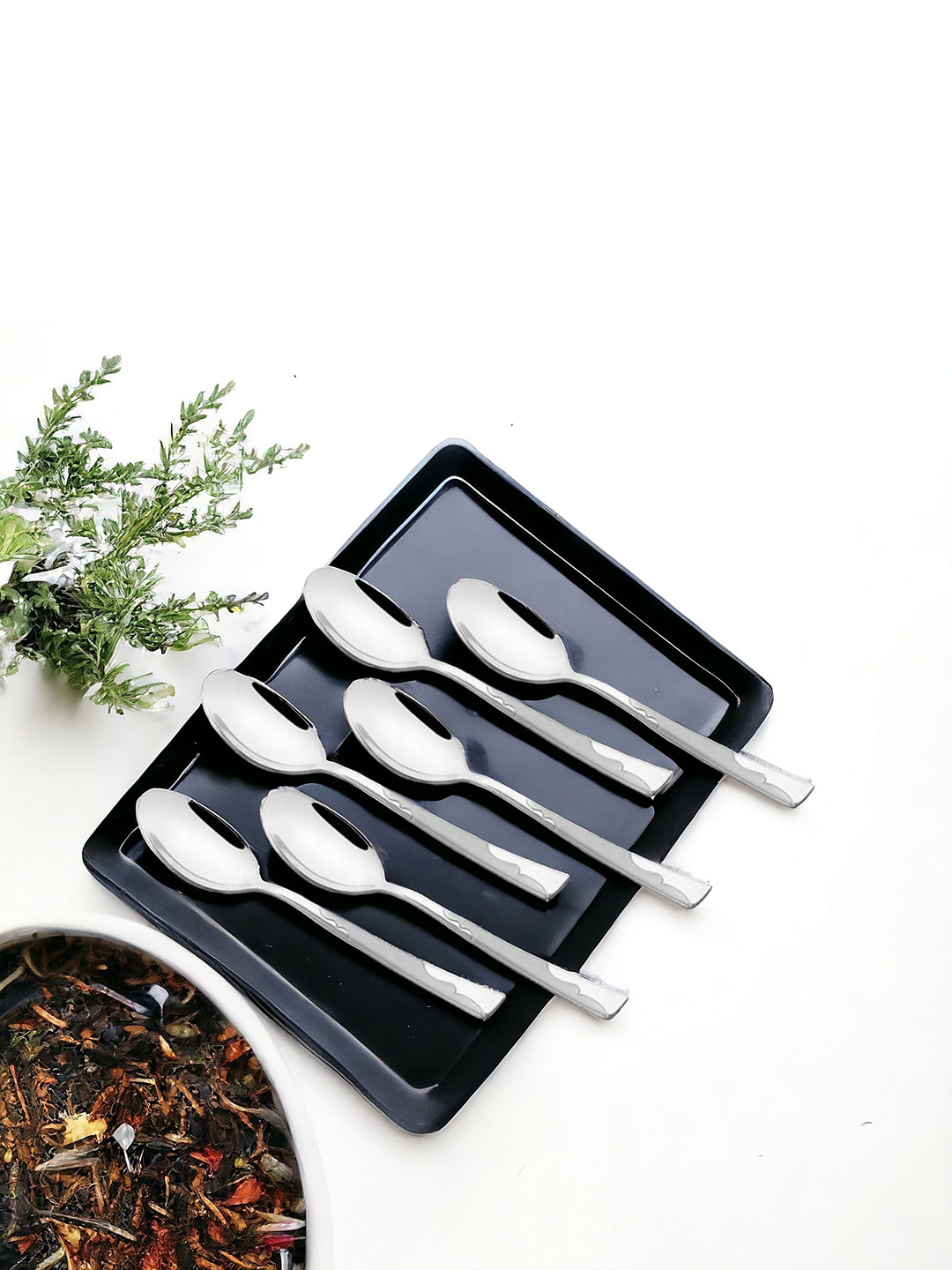 FNS Silver Toned 12 Pieces Stainless Steel Dinner Spoon Set