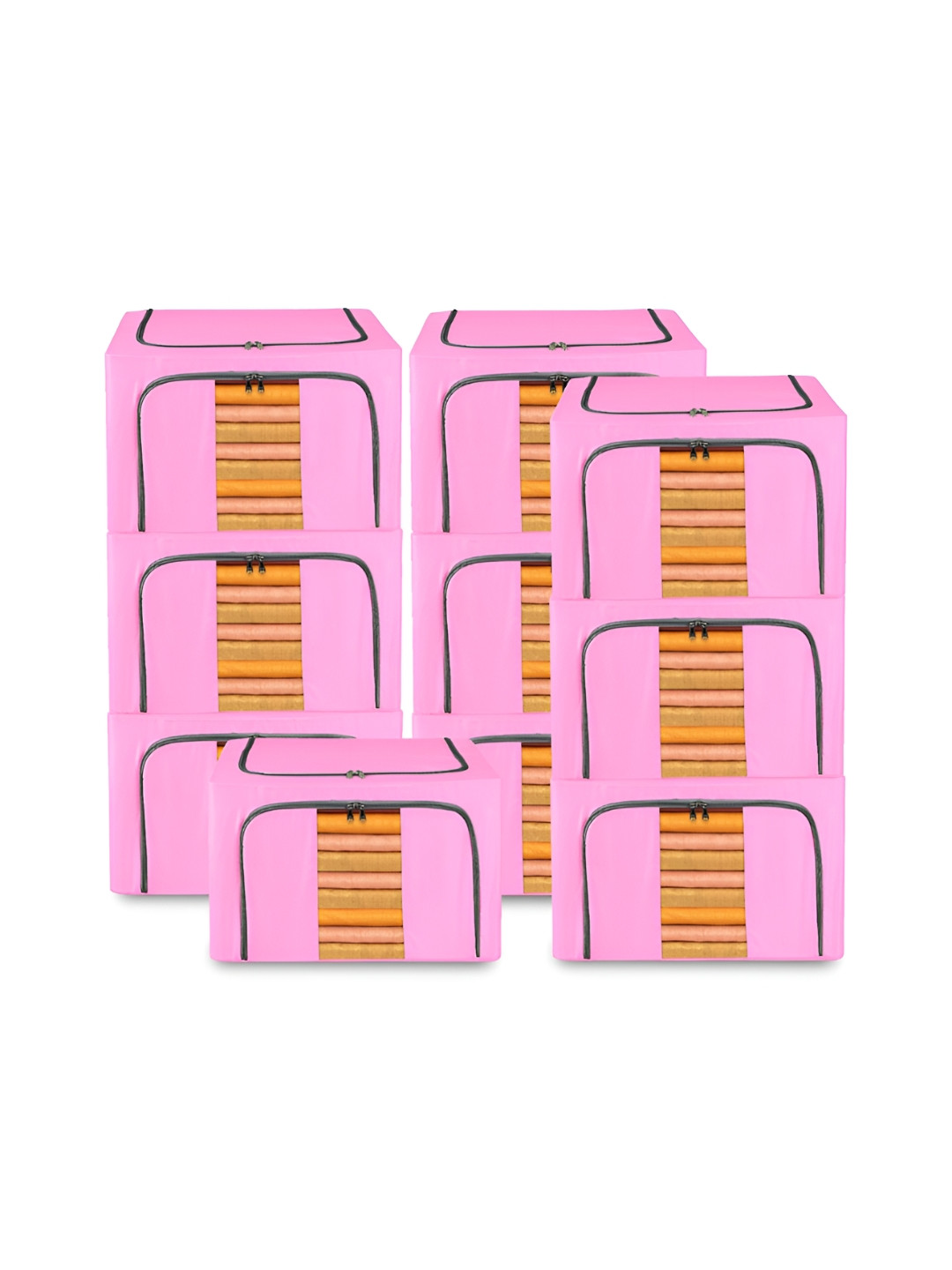 Kuber Industries Pink 10 Pieces Drawer Organiser