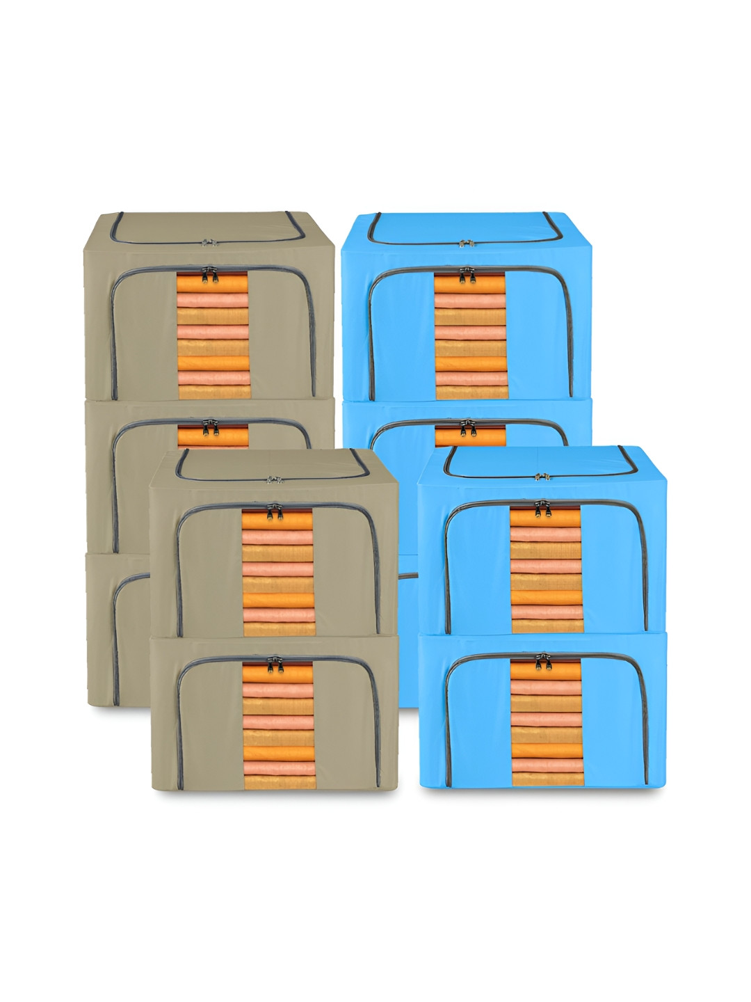 Kuber Industries Blue 10 Pieces Steel Frame Parachute Drawer Organiser 24 Liter