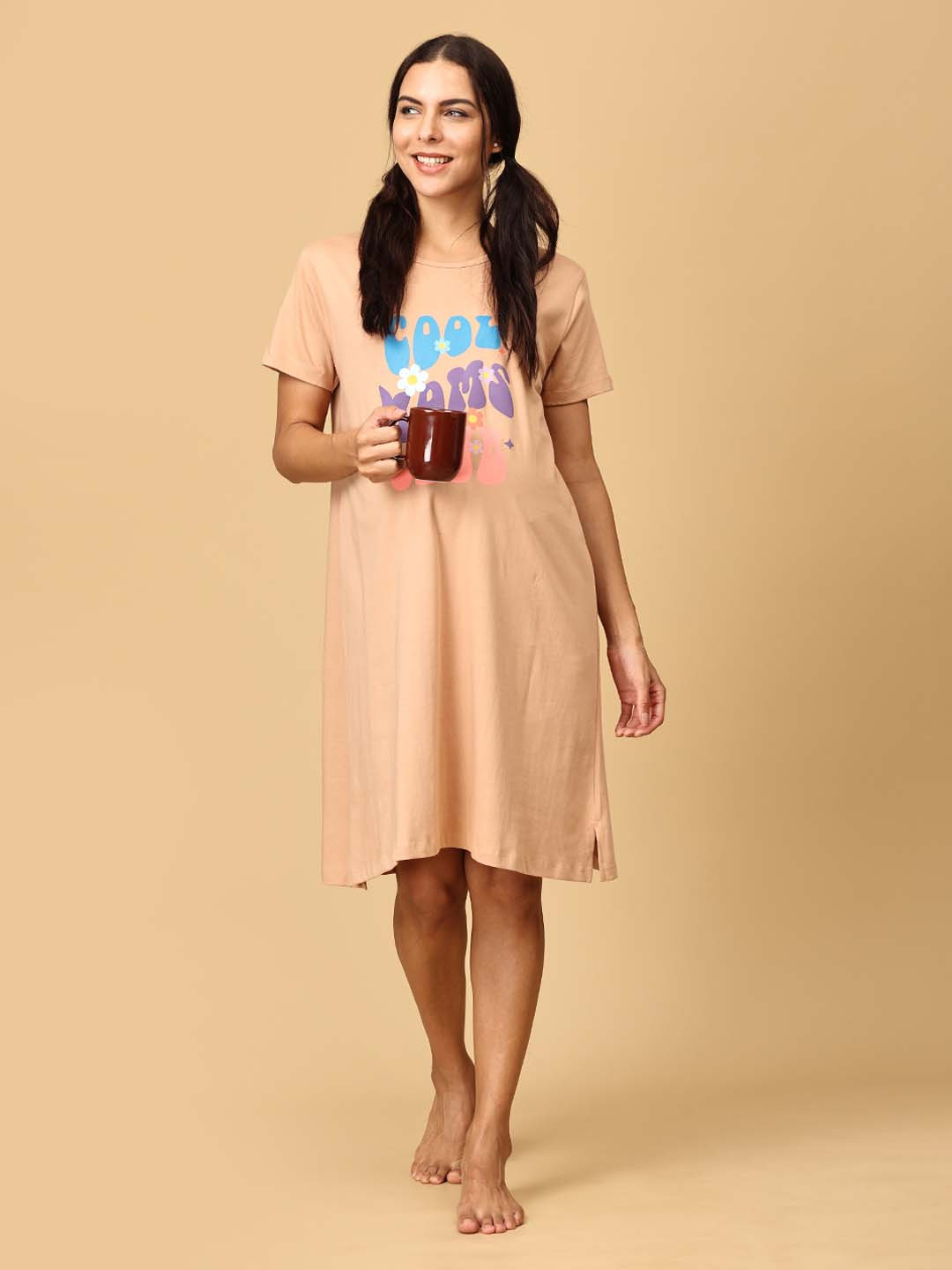 The Mom Store Print Maternity Cotton T-shirt Dress