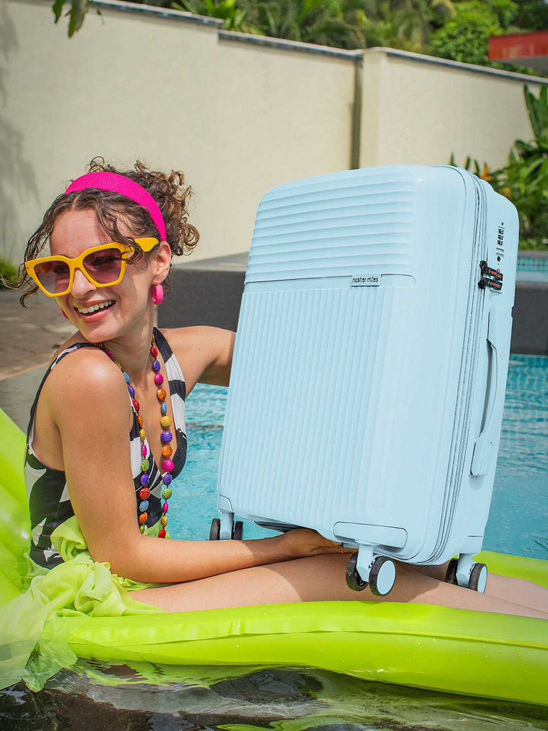 Krabi Expander TSA Lock Polypropylene Medium Light Blue Trolley Bag - 24 Inch (65 cm)