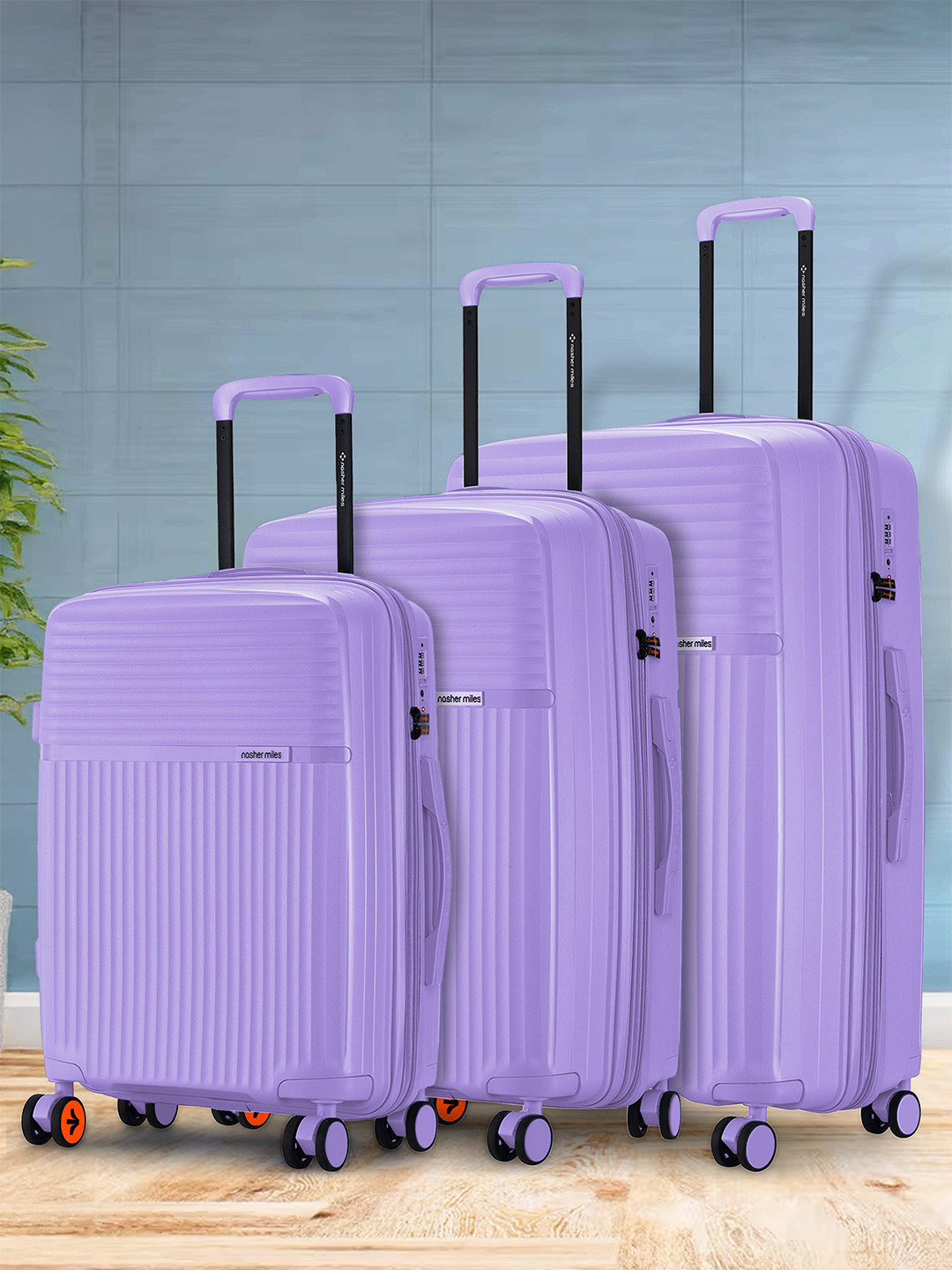 Krabi Expander TSA Lock Polypropylene Small-Medium-Large Purple Trolley Bags (55-65-75 cm)
