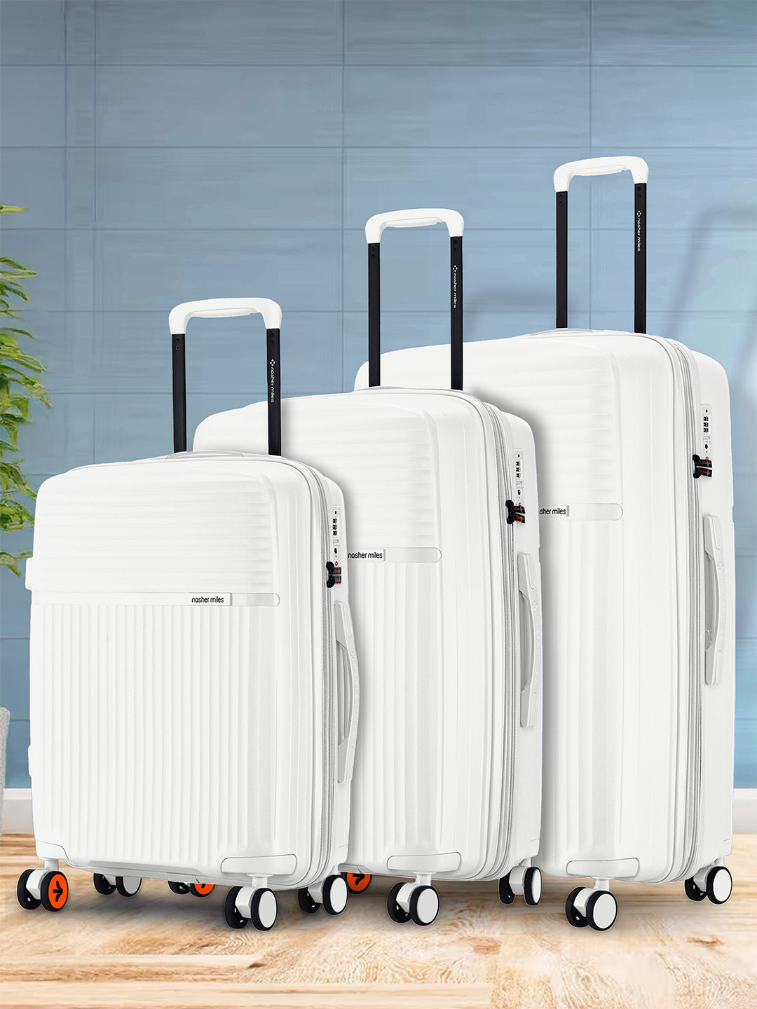 Krabi Expander TSA Lock Polypropylene Small-Medium-Large White Trolley Bags (55-65-75 cm)