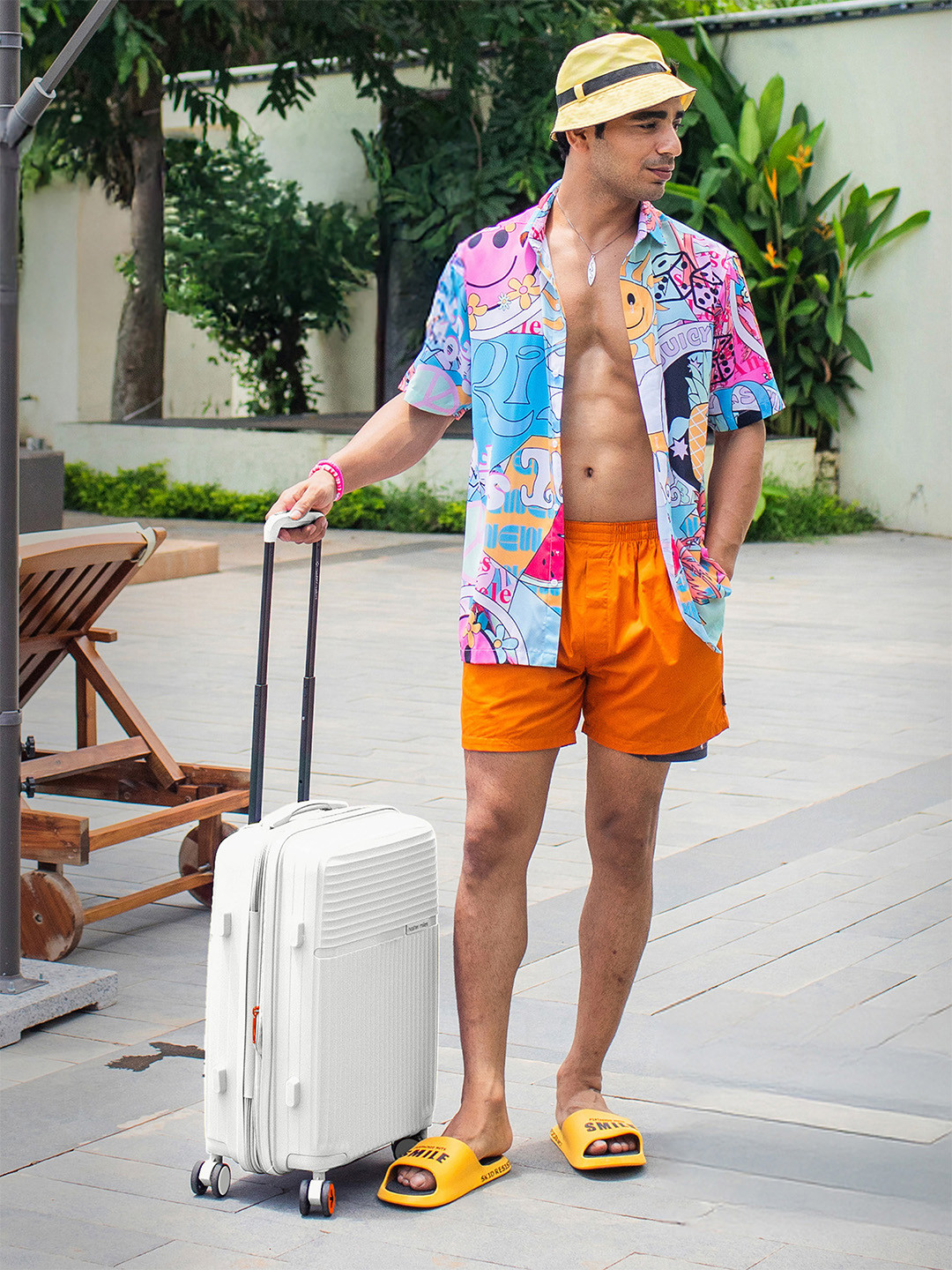 Krabi Expander TSA Lock Polypropylene Cabin White Trolley Bag - 20 Inch (55 cm)