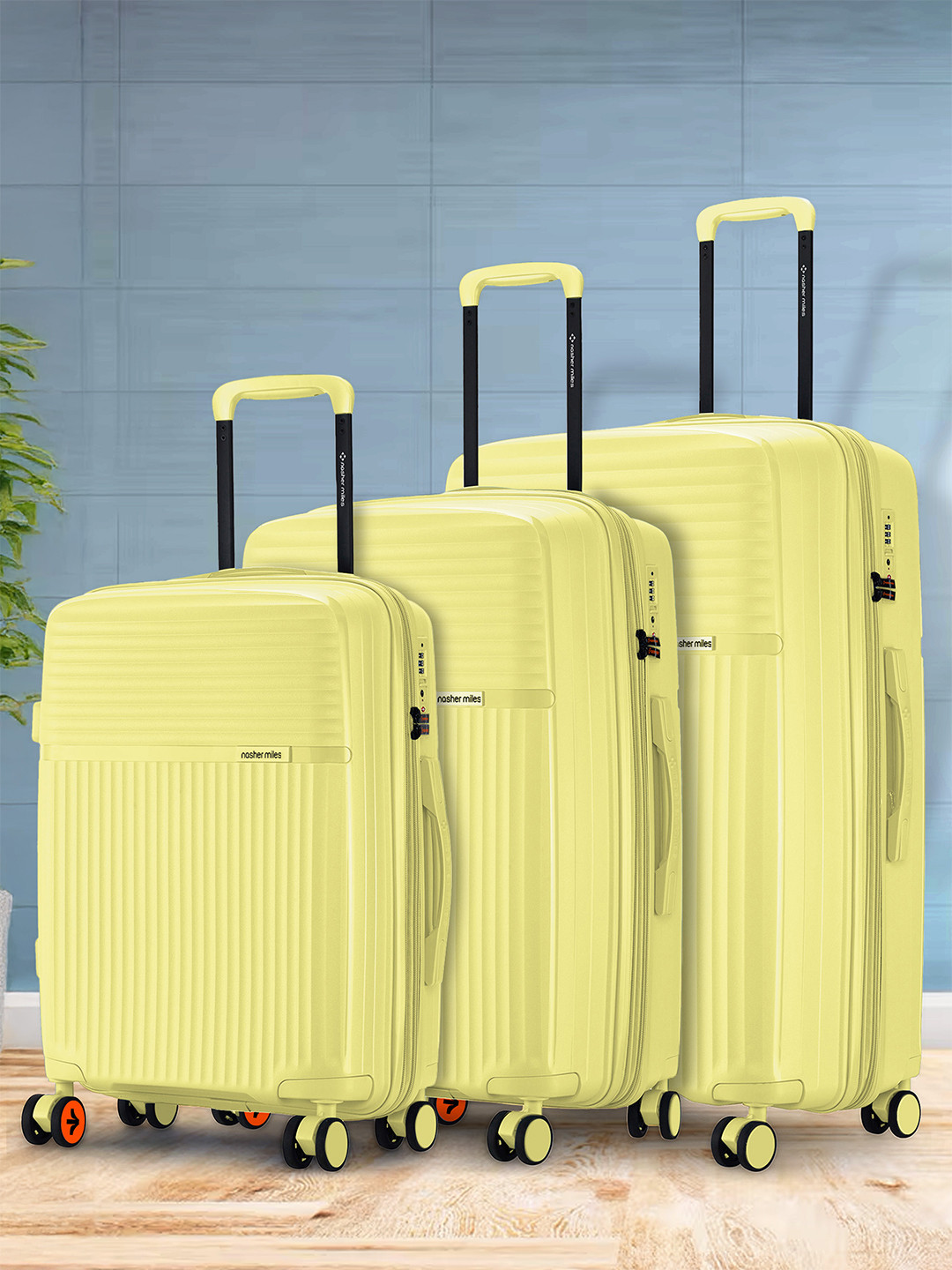 Krabi Expander TSA Lock Polypropylene Small-Medium-Large Yellow Trolley Bags (55-65-75 cm)