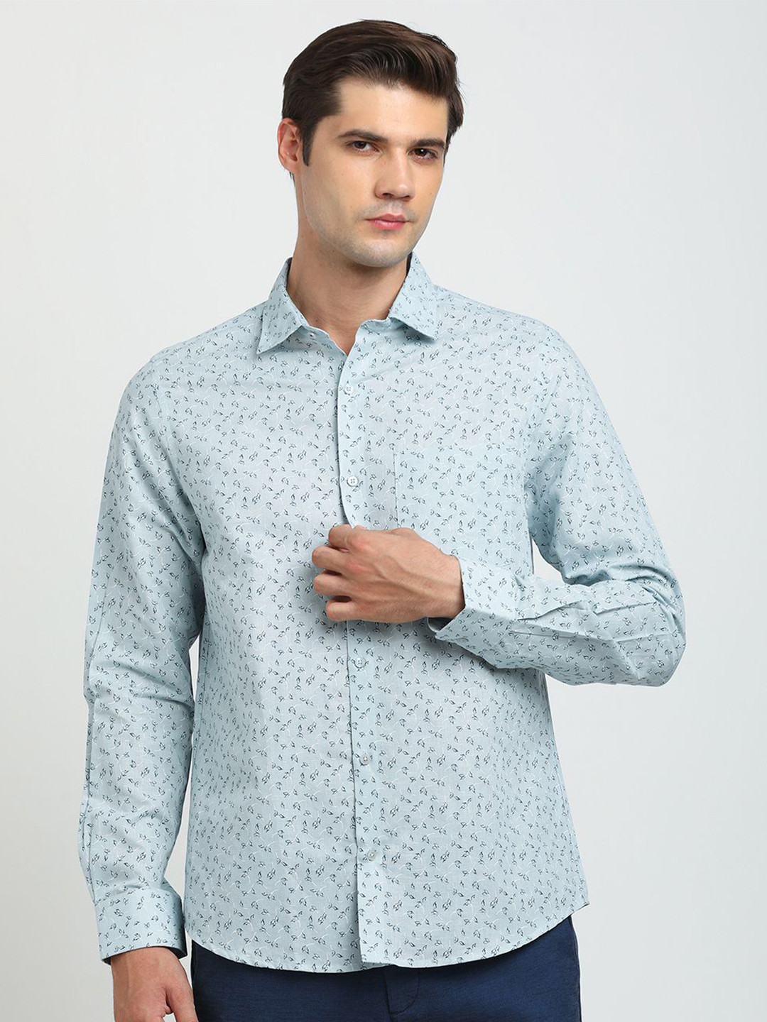 Turtle Men Floral Printed Spread Collar Formal Shirt