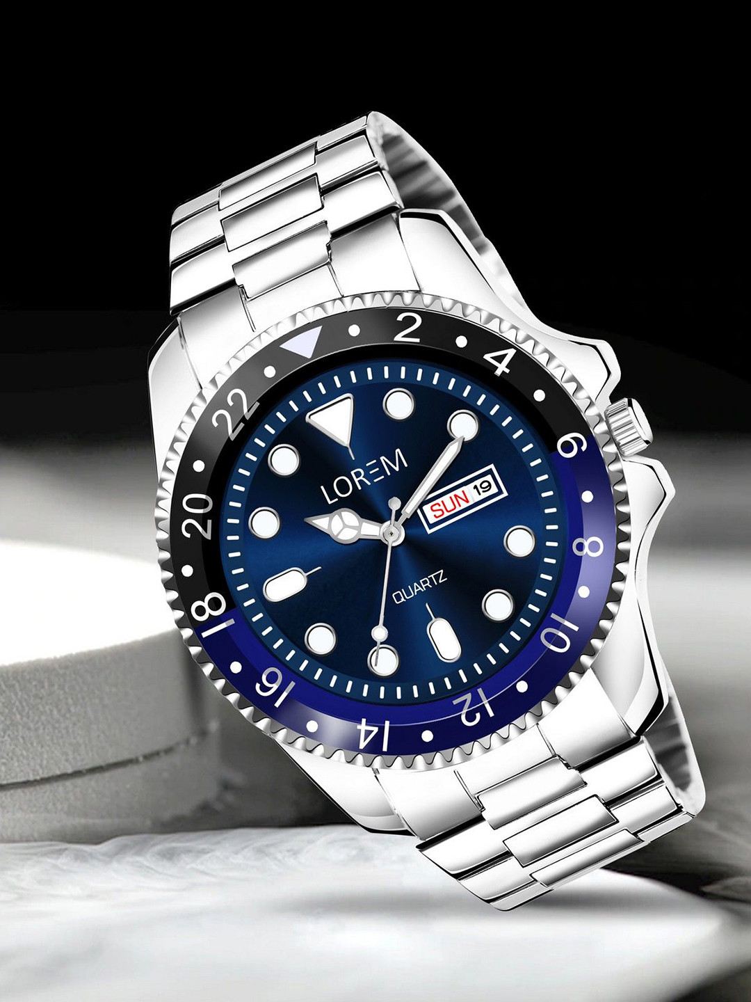 LOREM Men Embellished Dial & Stainless Steel Bracelet Style Straps Analogue Watch LR130-A