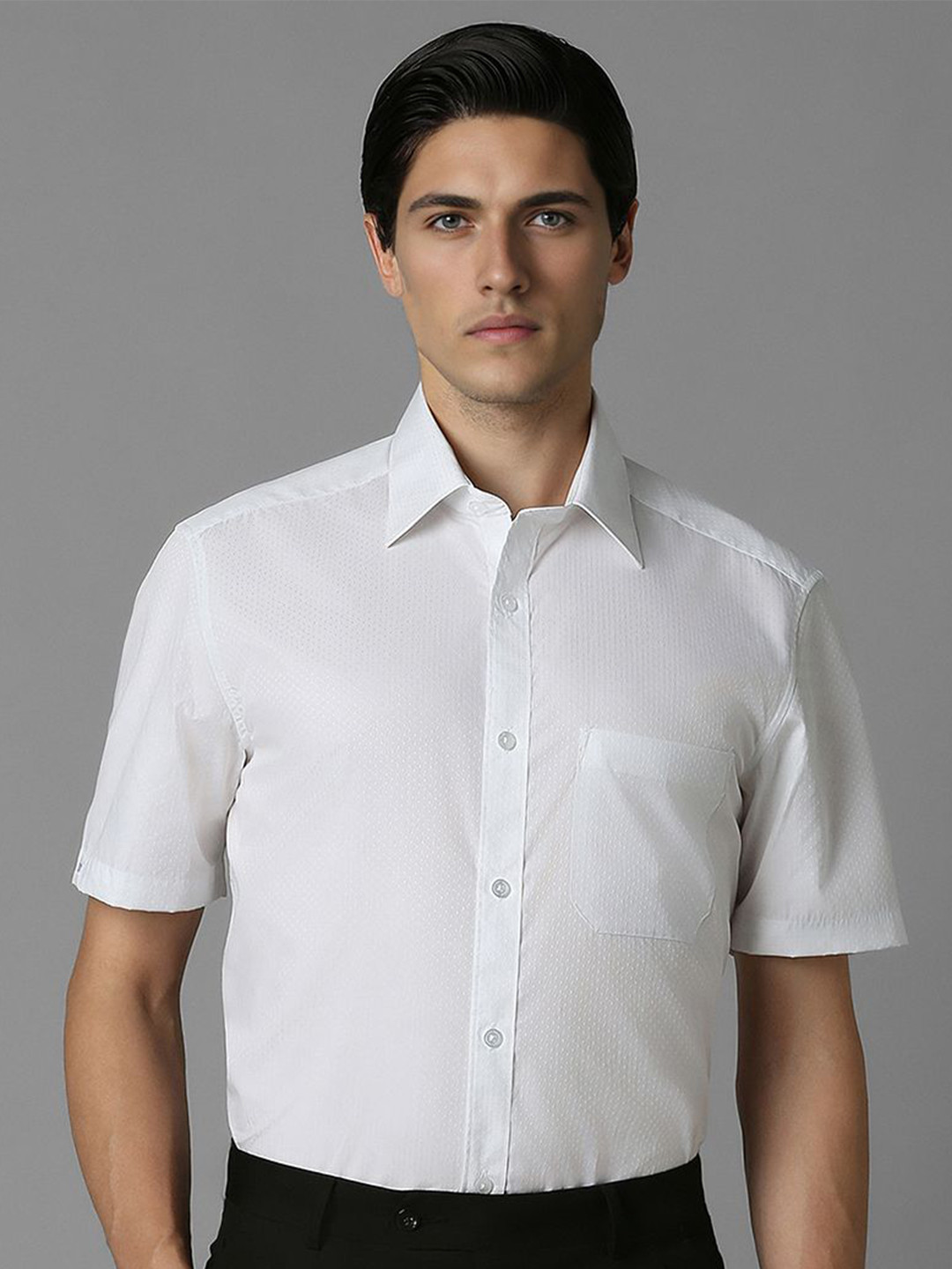 Louis Philippe Men Textured Pure Cotton Formal Classic Fit Shirt