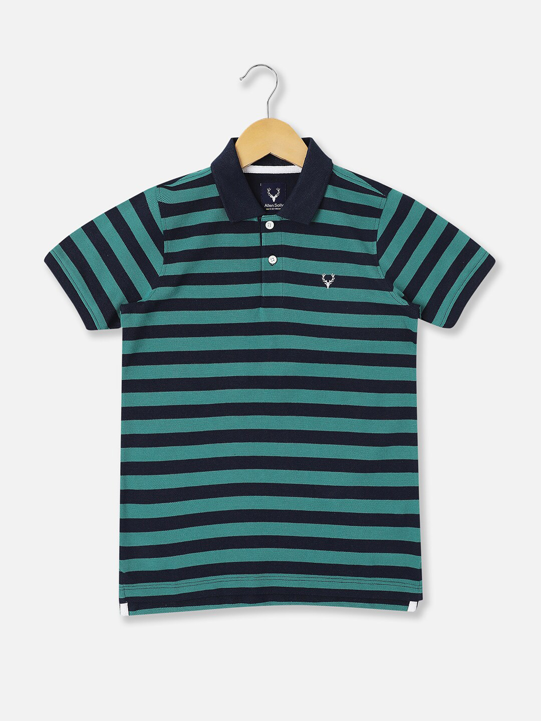Allen Solly Junior Boy Striped Polo Collar Pocket T-shirt
