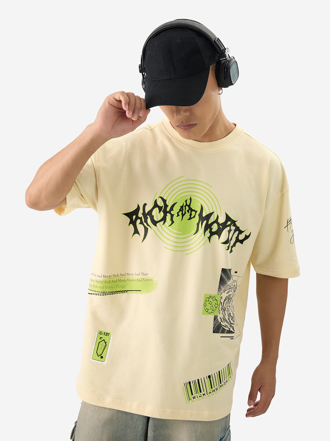 The Souled Store Rick & Morty Men Printed Round Neck Pure Cotton Oversized T-shirt