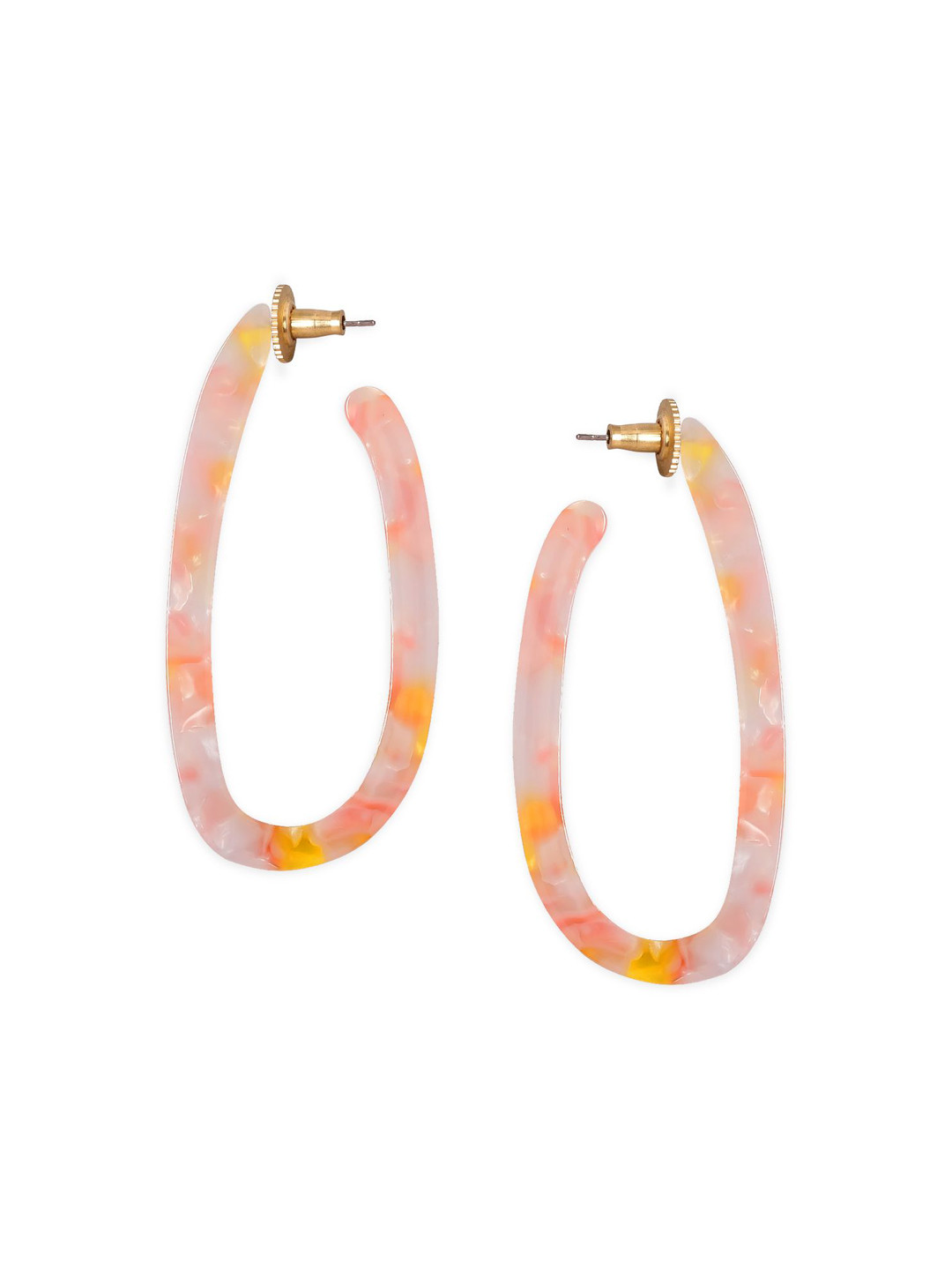 Rubans Voguish Gold Plated Marbled Pastel Oval Hoop Earrings