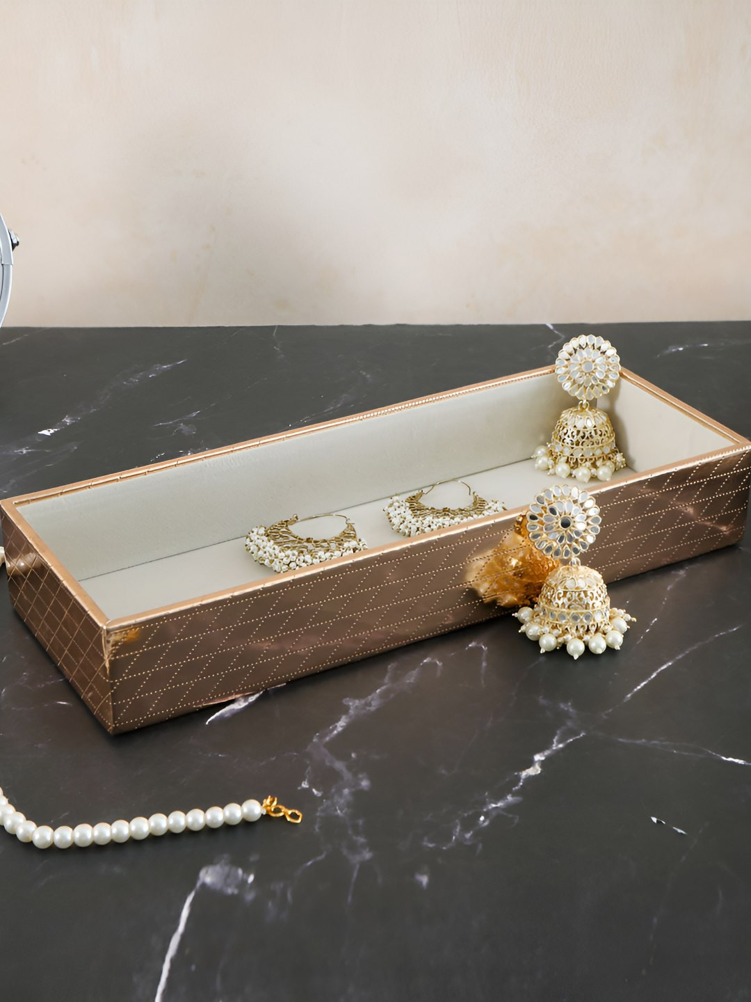 THE HOME CO. Copper Toned & White Textured Jewellery Organiser