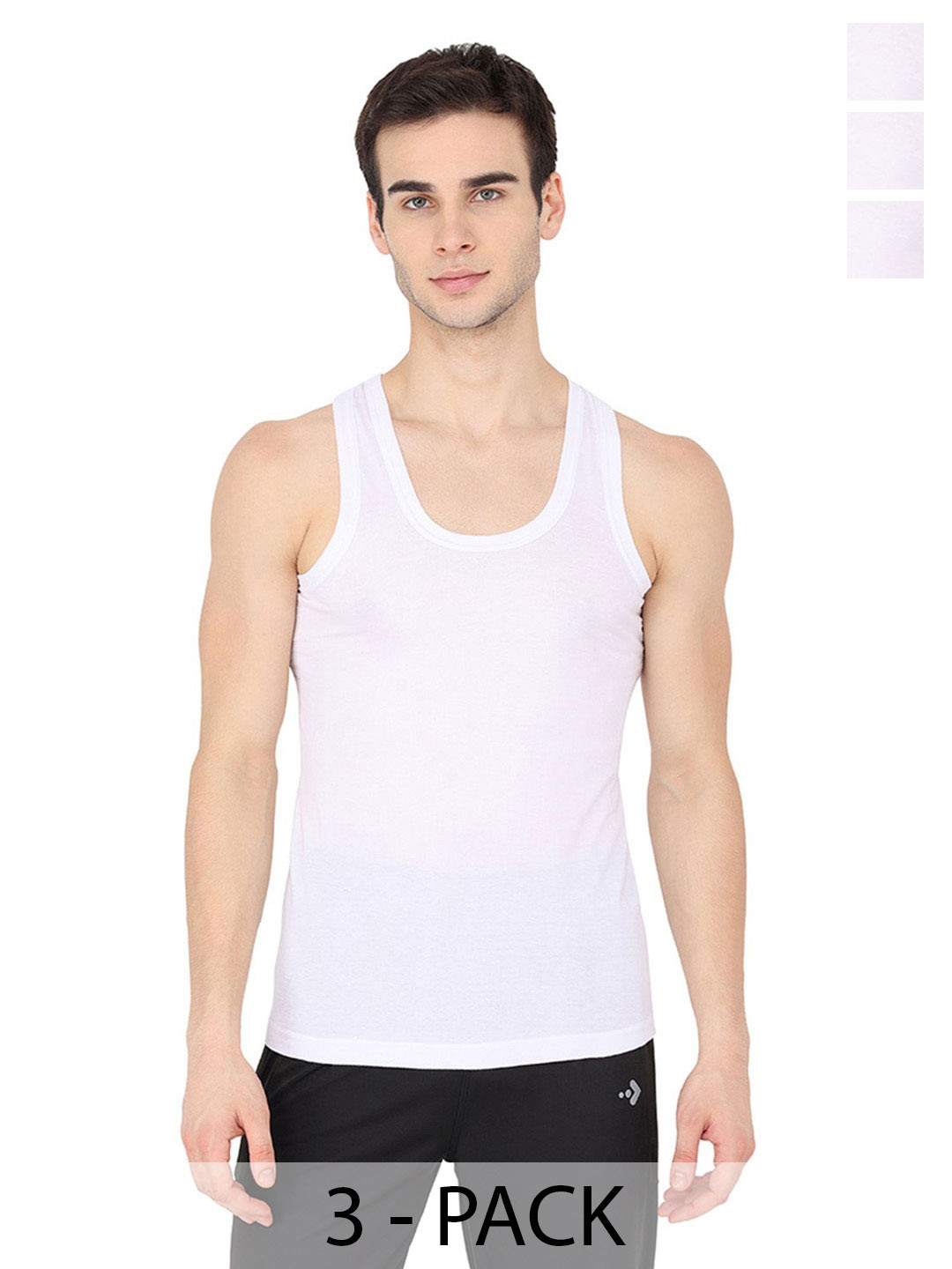 KANSAL Pack Of 3 Cotton Basic Innerwear Vests