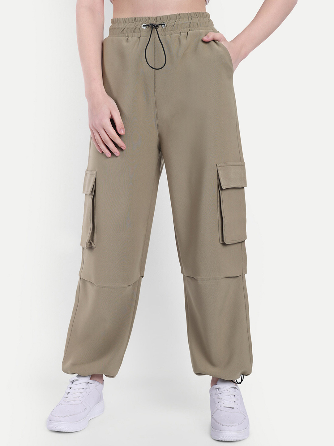 BROADSTAR Women Baggy Fit Mid Rise Cargo Joggers