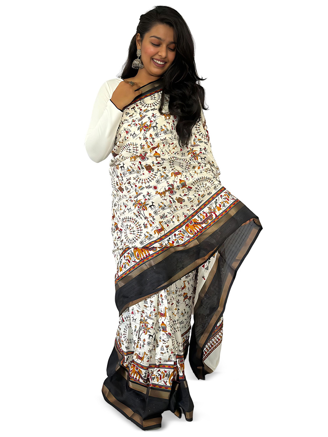 Sanwariya Silk Kalamkari Sequinned Chanderi Saree