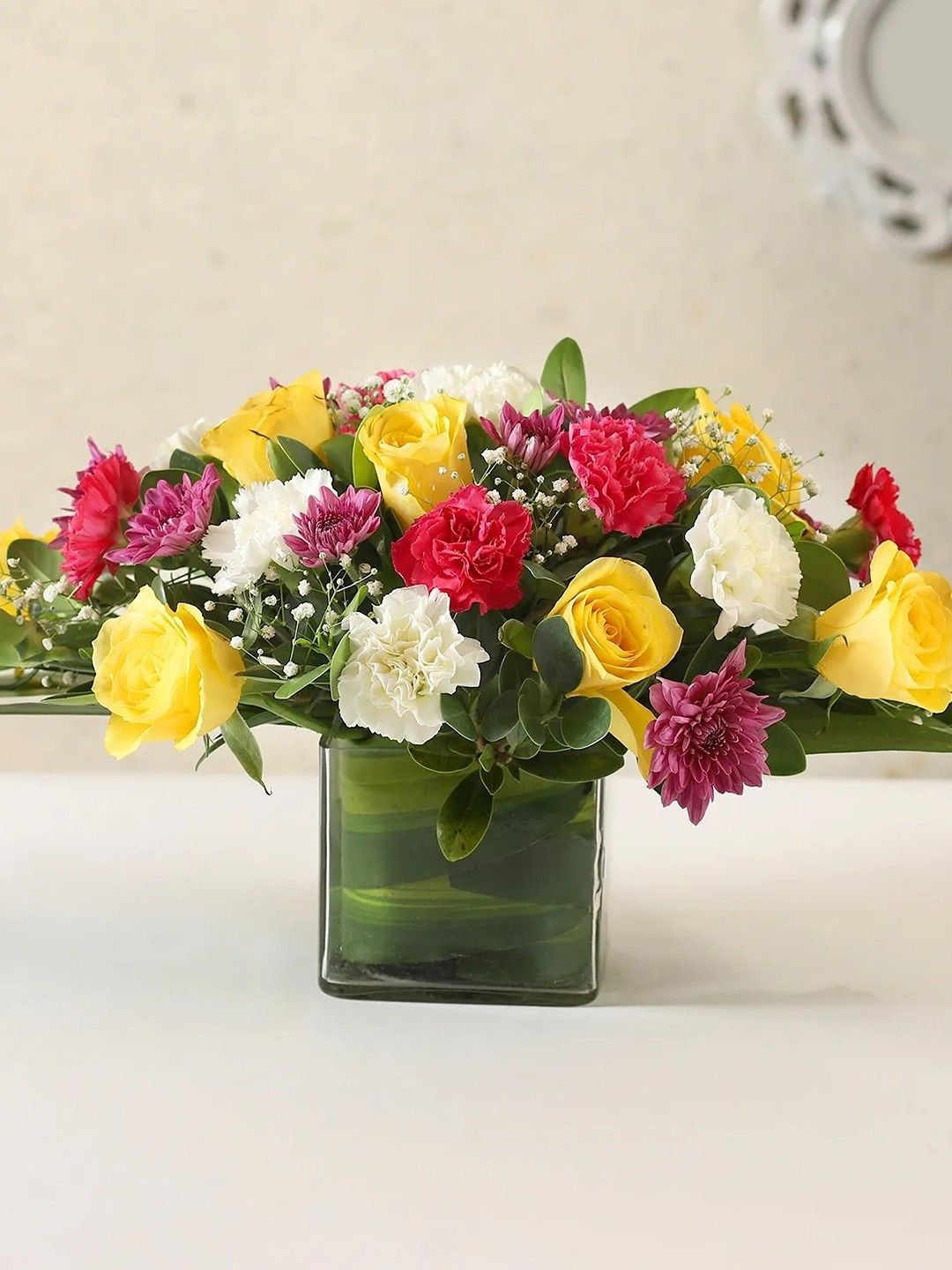 fnp Yellow & Pink 28 Pieces Roses Fresh Flowers Bouquet