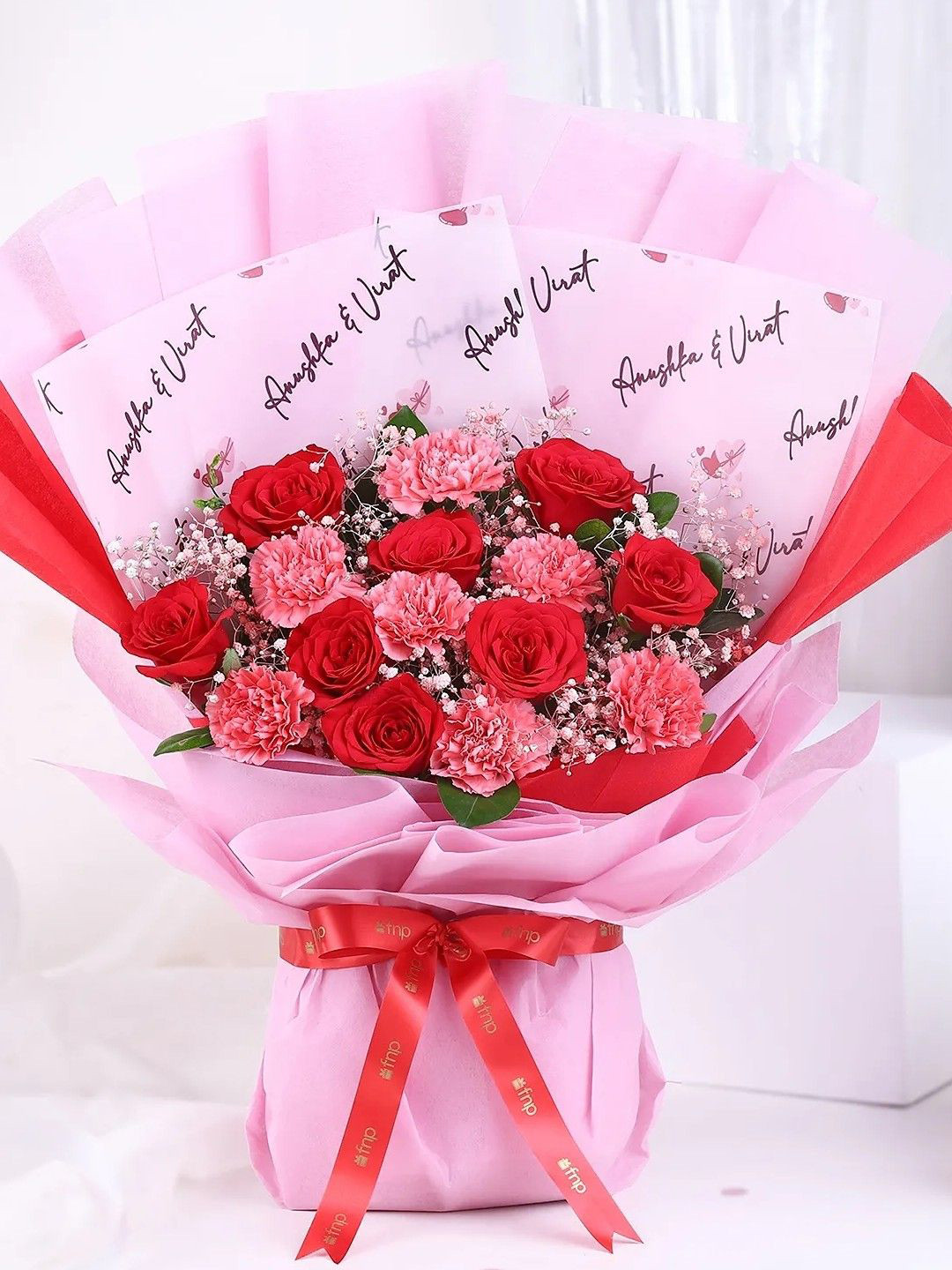 fnp Red & Pink 16 Pieces Roses Fresh Flowers Bouquet
