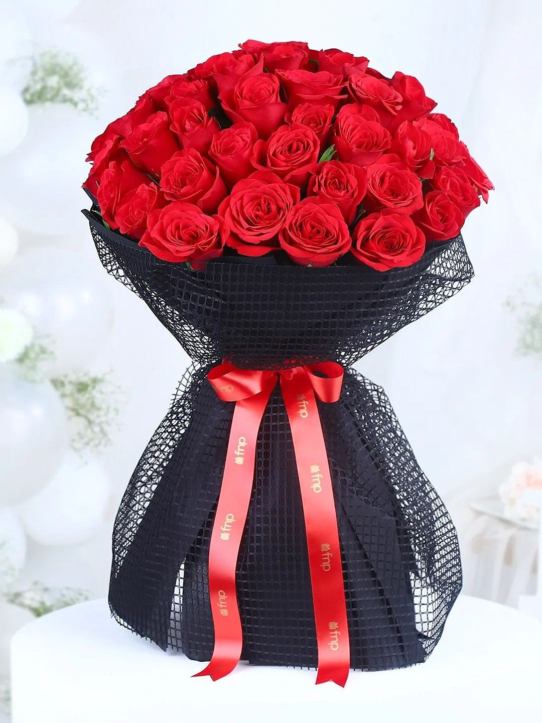 fnp Red 50 Pieces Roses Fresh Flowers Bouquet