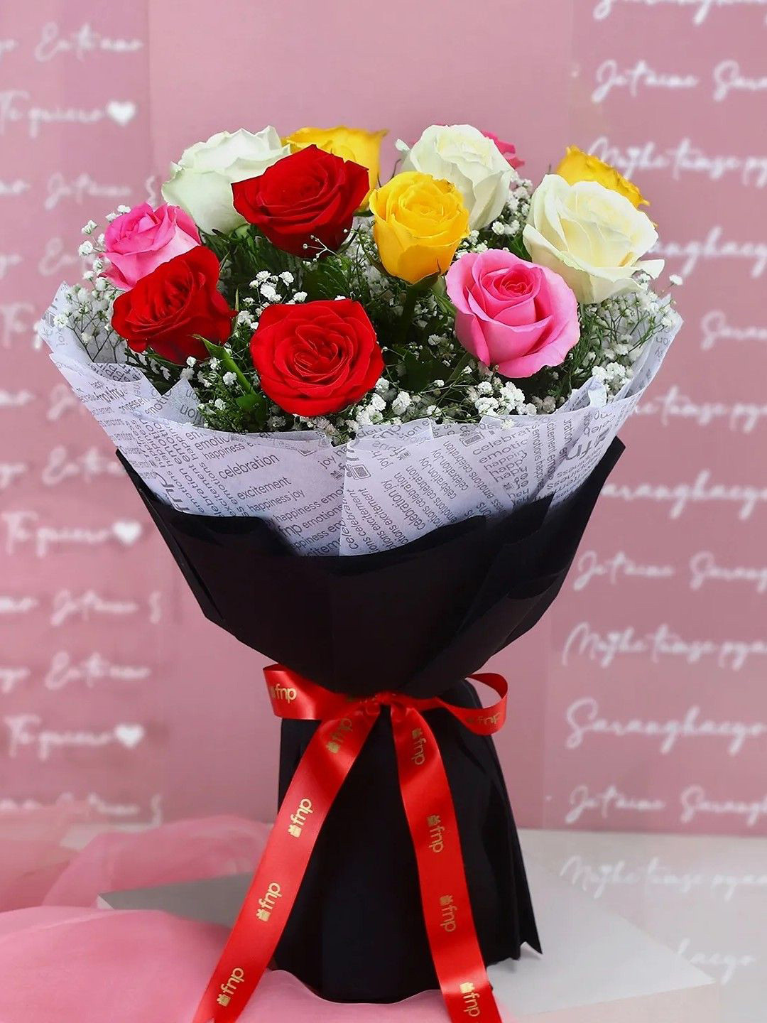 fnp Yellow & Red 8 Pieces Roses Fresh Flowers Bouquet