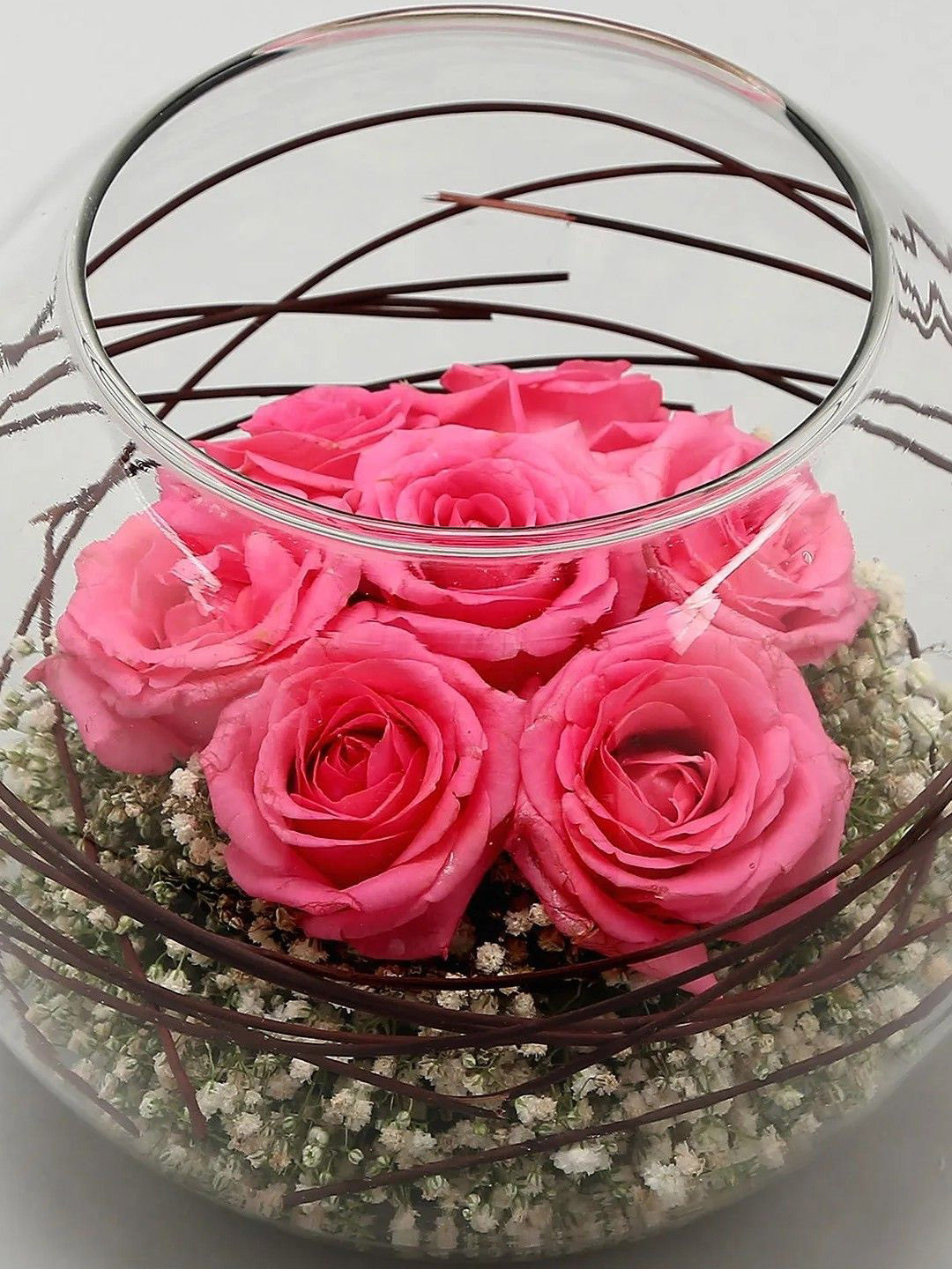 fnp Pink 7 Pieces Rose Fresh Flowers Vase