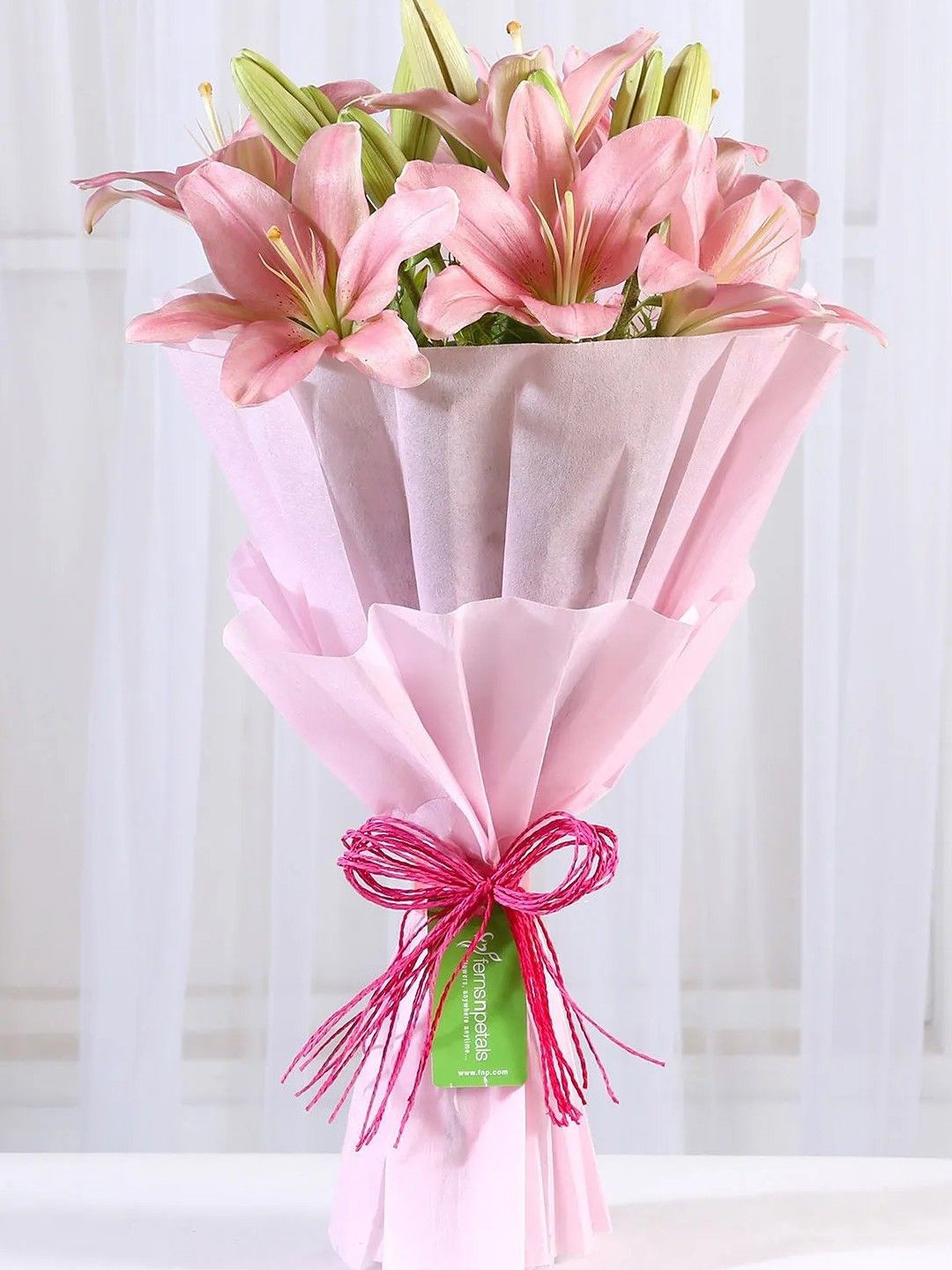 fnp Admirable Pink 7 Pieces Asiatic Lilies Fresh Flowers Bouquet