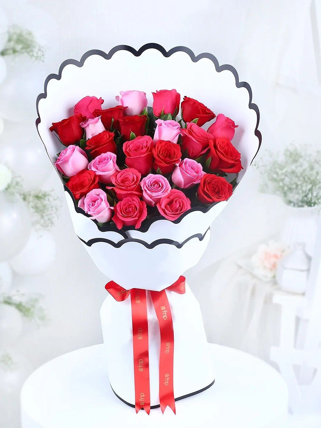 fnp Red & Pink 25 Pieces Roses Flower Bouquet