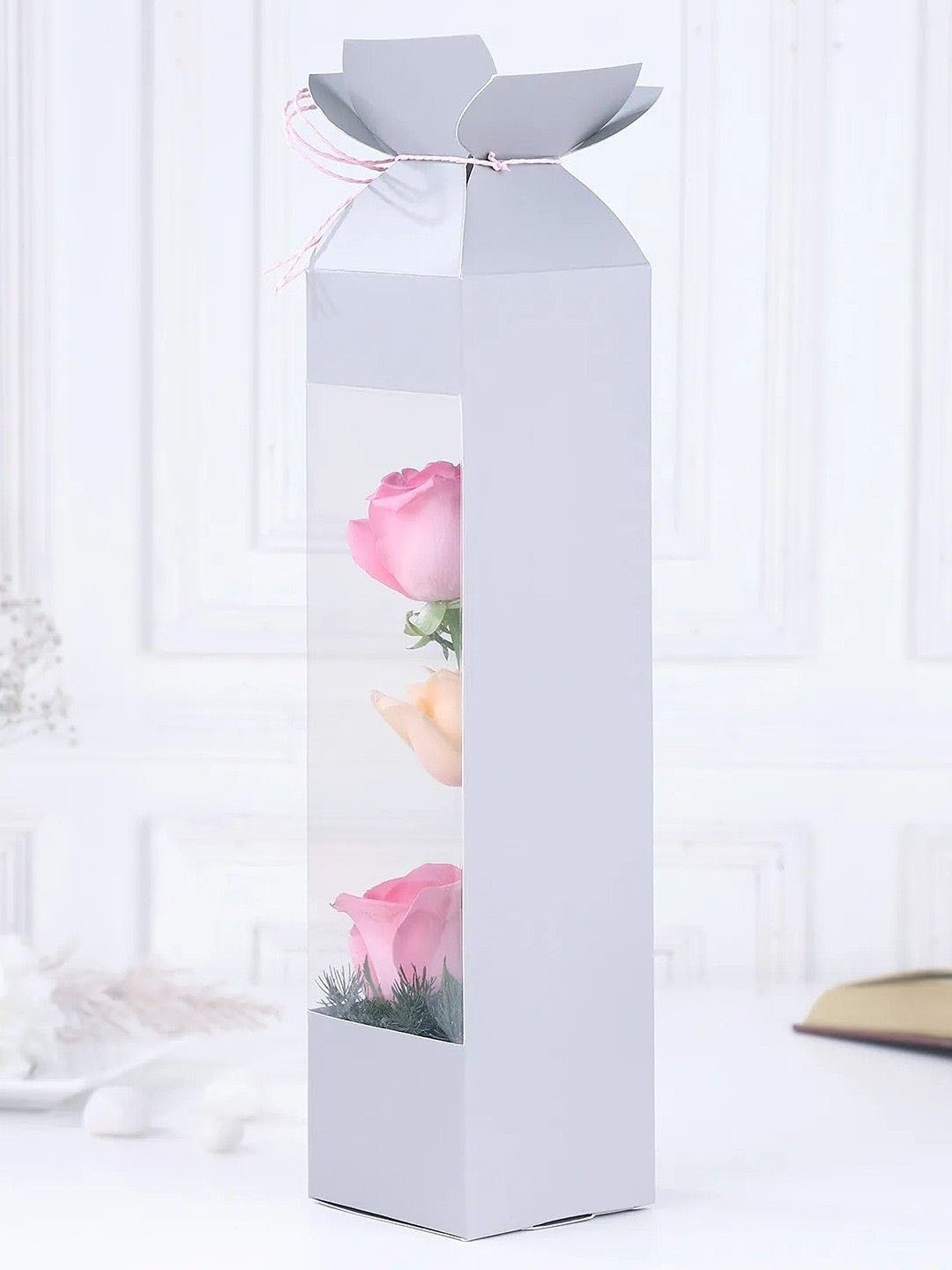 fnp Pink & Peach 3Pieces Roses Fresh Flowers Bouquet