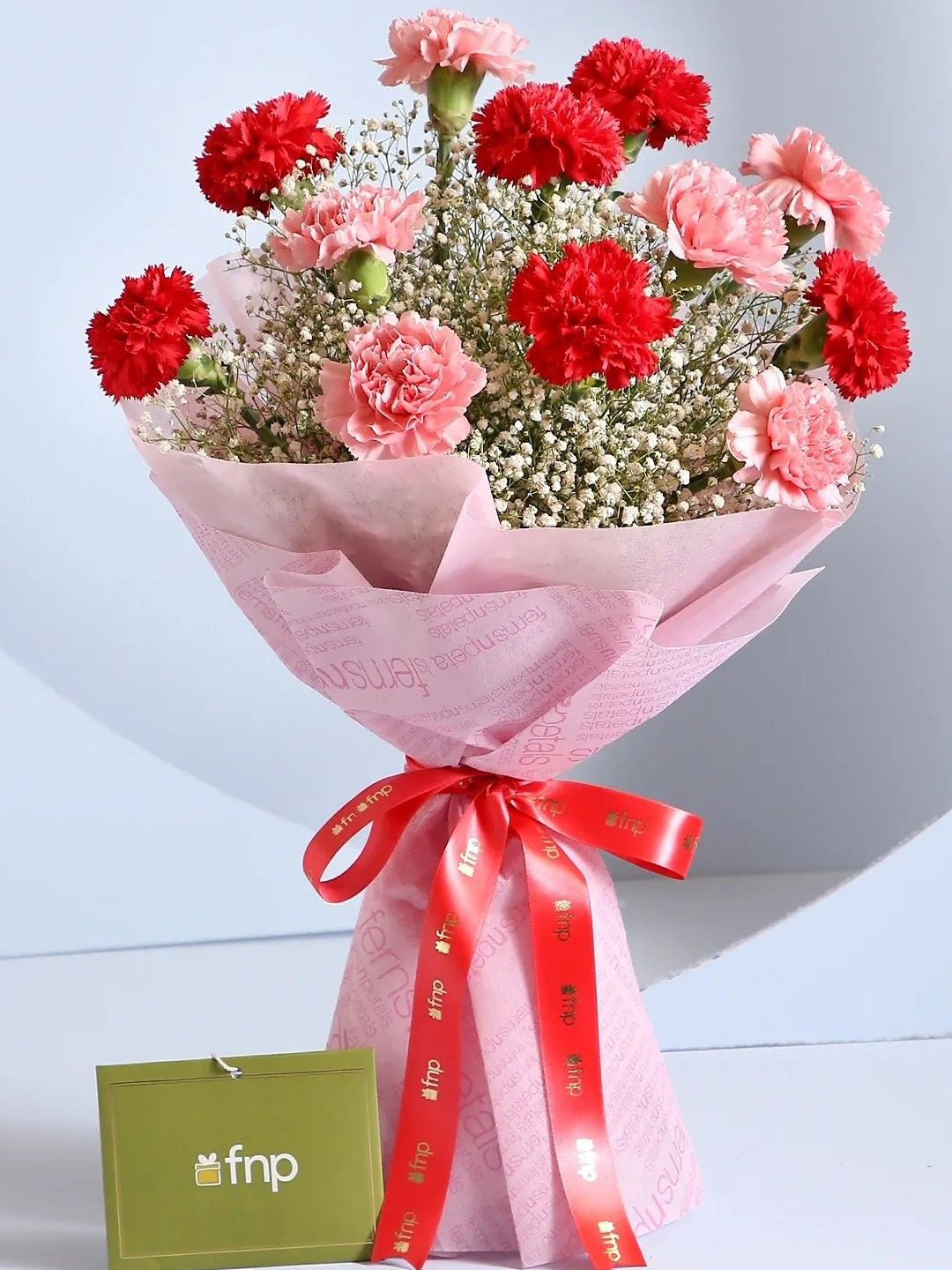 fnp Pink & Red 12 Pieces Carnations Fresh Flowers Bouquet