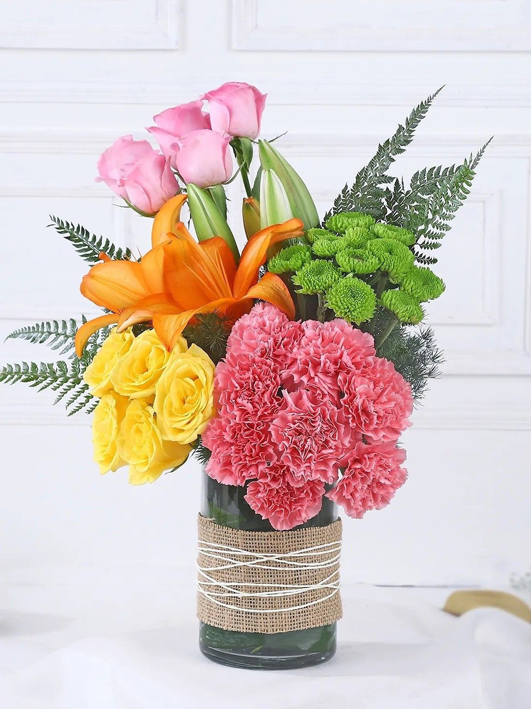 fnp Yellow & Pink 21 Pieces Mixed Colorful Fresh Flowers