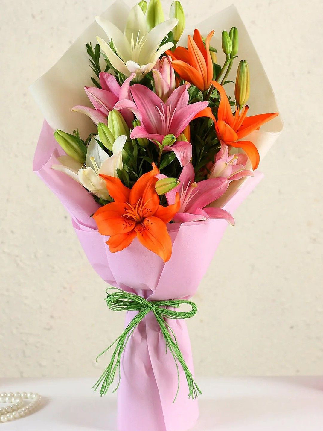 fnp Pink & Orange 8 Pieces Lily Flower Bouquet