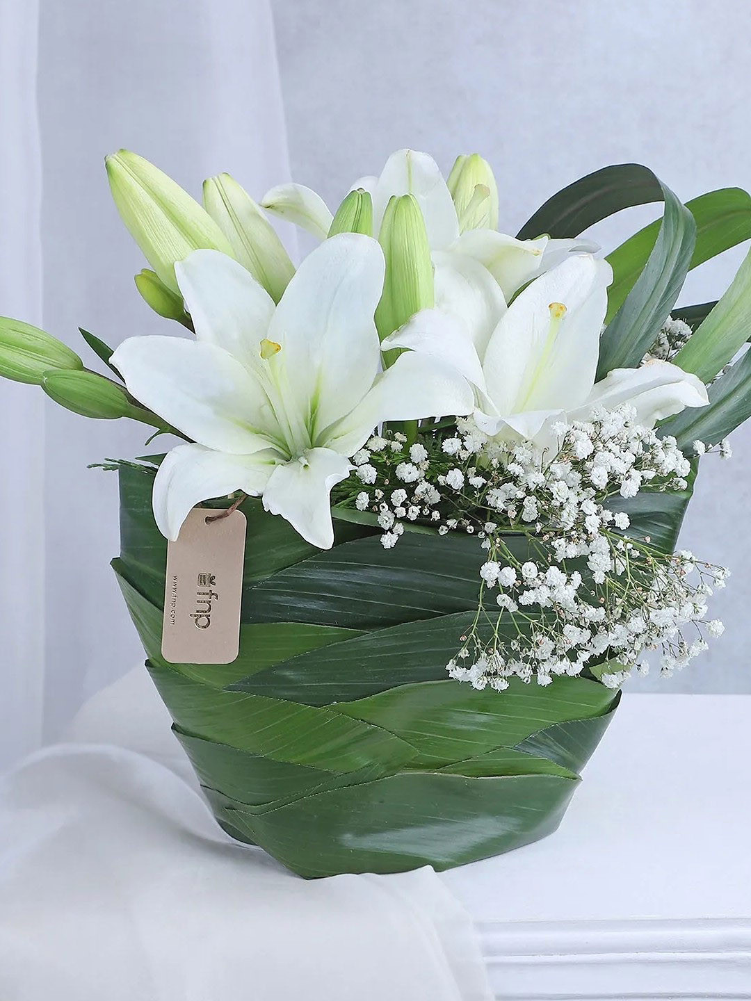 fnp White 3Pc Lily Flower Bouquet
