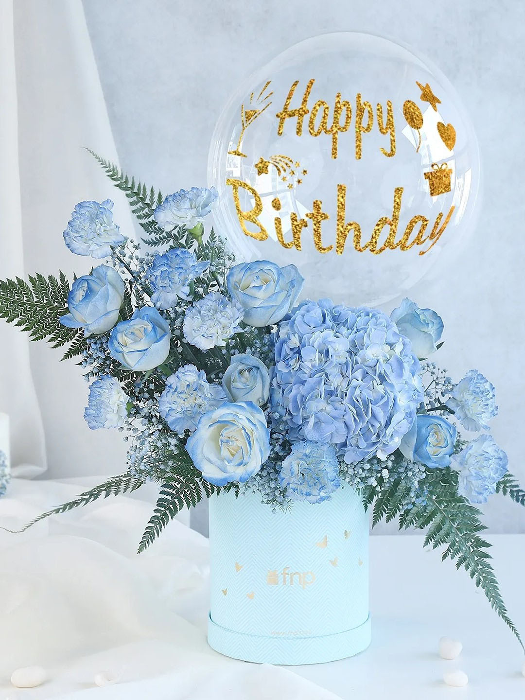 fnp Blue 17 Pieces Roses Fresh Flowers Bouquet
