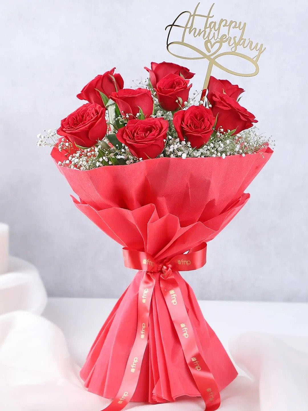 fnp Red 10 Pieces Roses Fresh Flowers Bouquets