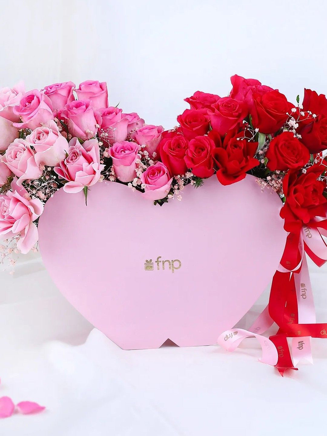 fnp Red & Pink 40-Pcs Roses Fresh Flowers Bouquet
