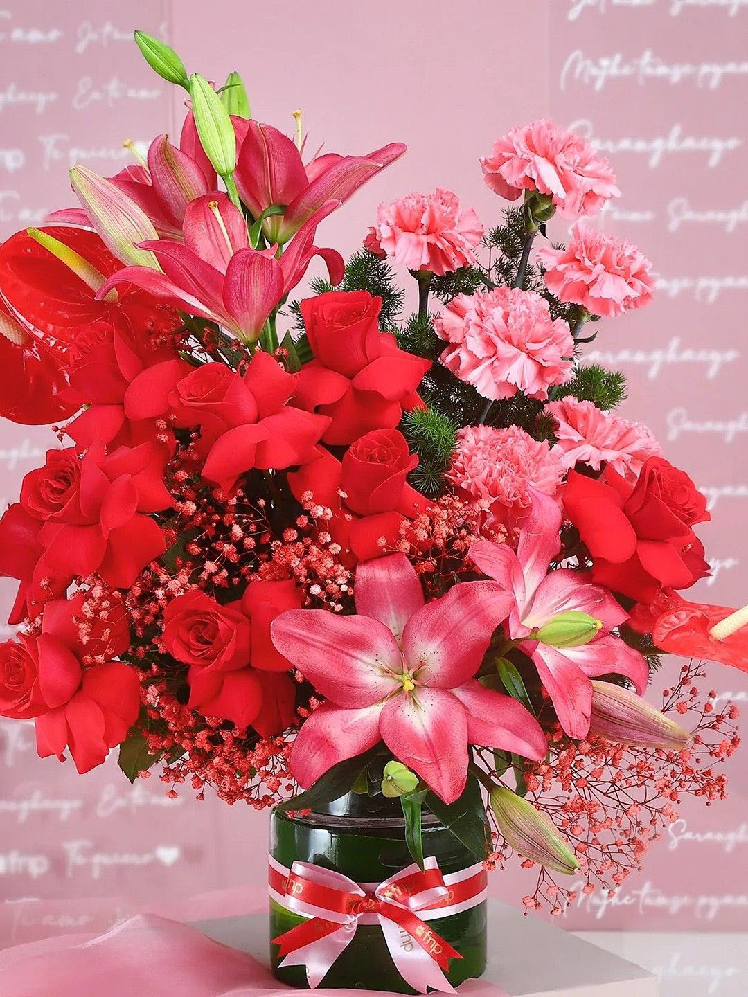 fnp Red 23 Pieces Roses & Carnations Fresh Flowers Bouquet