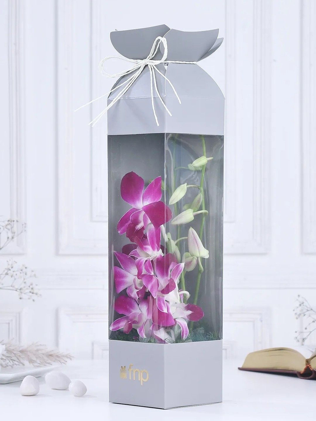 fnp Purple 3 Pieces Orchids Fresh Flowers Box