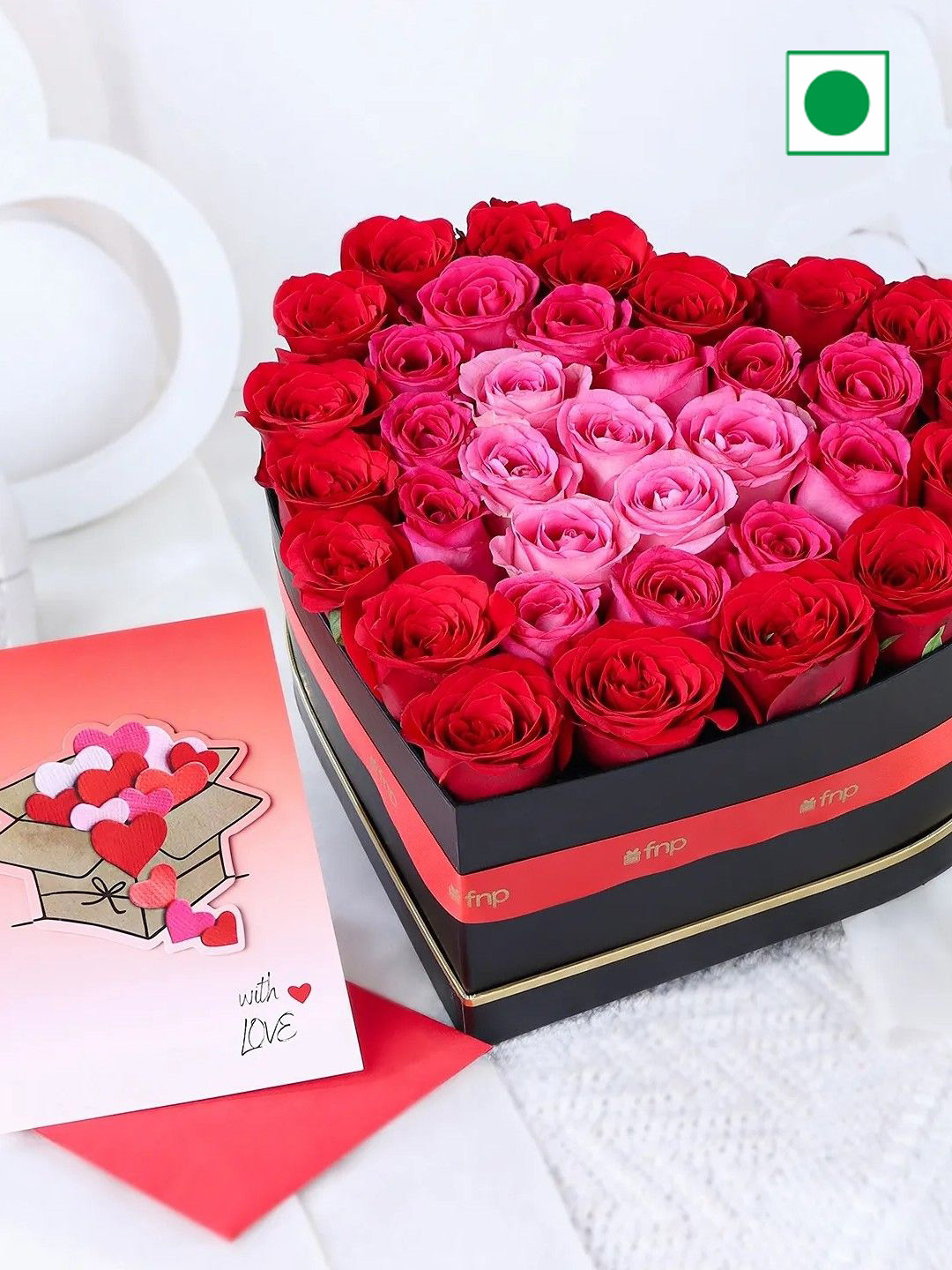 fnp Red & Pink 35 Pices Roses Fresh Flowers Box