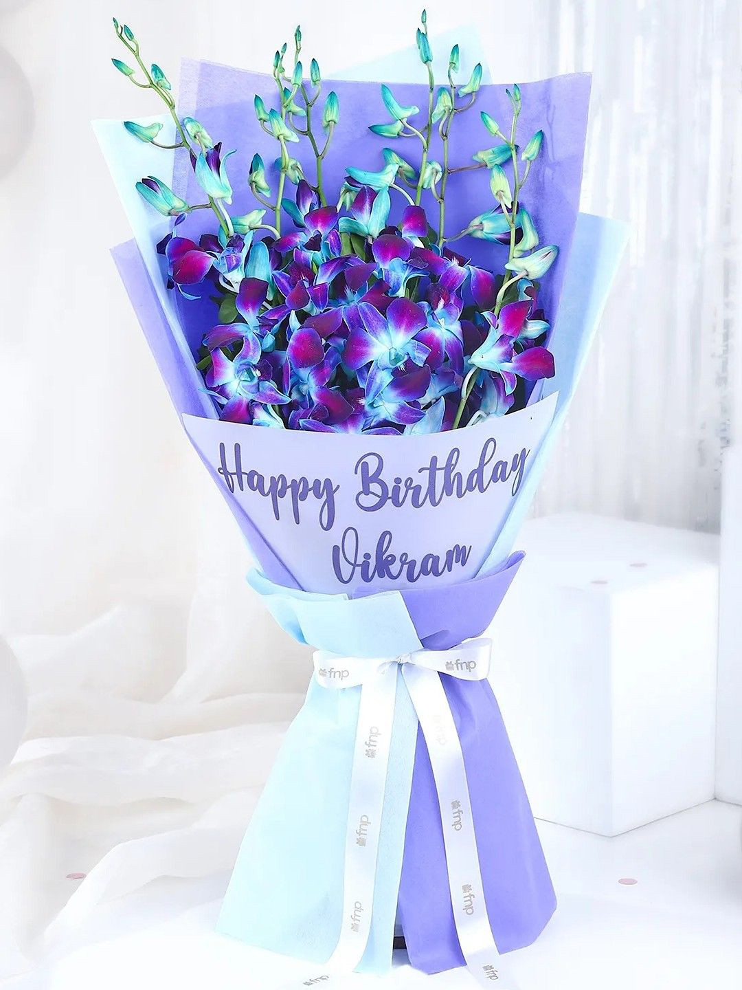 fnp Blue 6Pieces Orchid  Serenade Fresh Flowers Bouquet